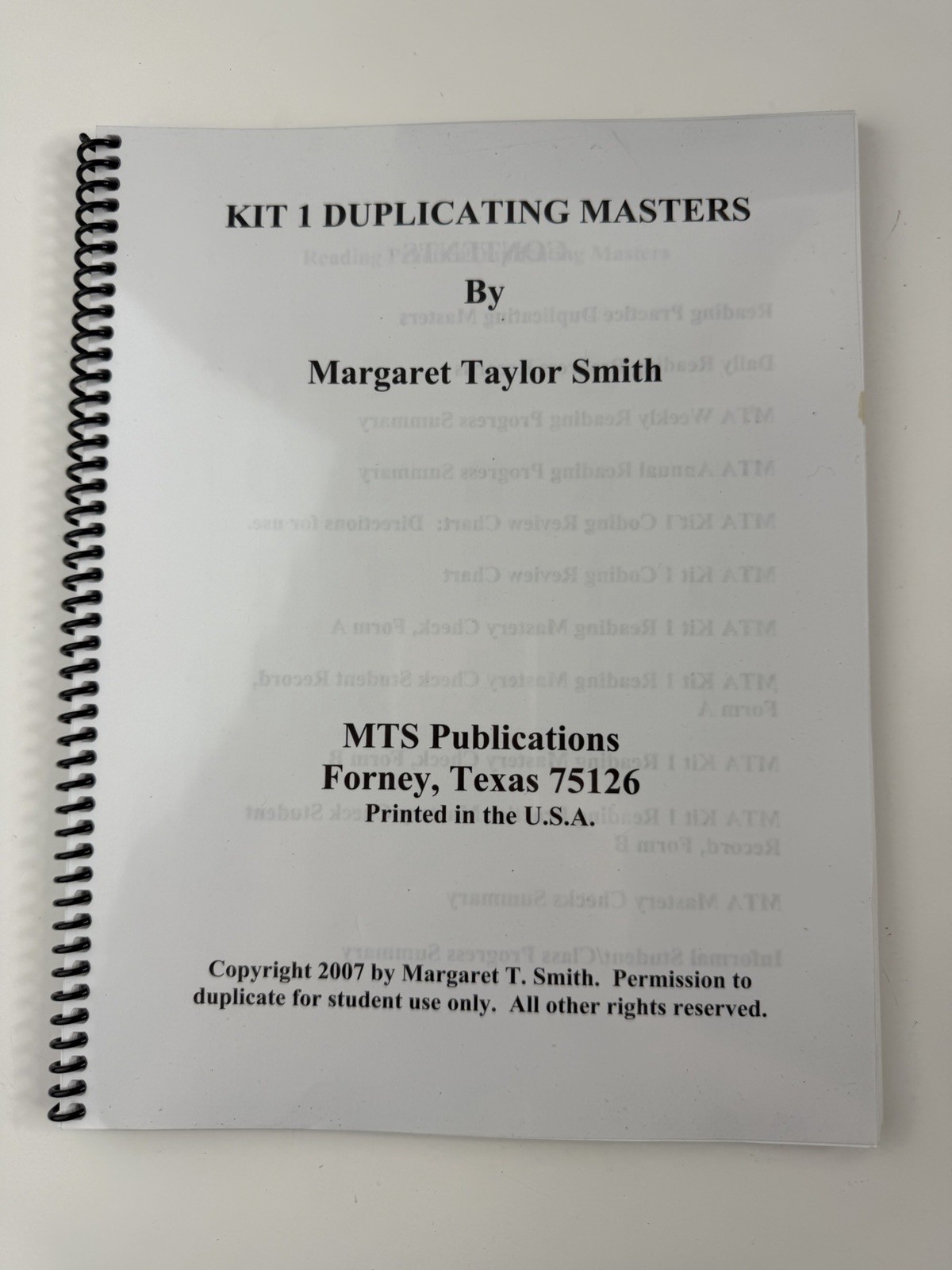 KIT: MTA Multisensory Teaching Approach Margaret Taylor Smith Reading Spelling 1