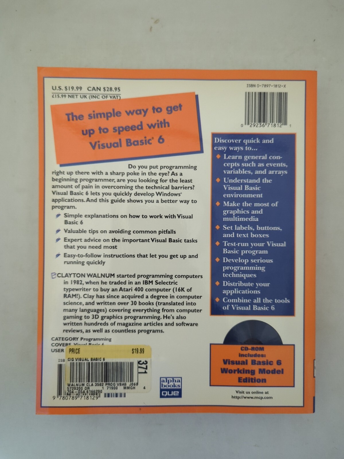 Complete Idiots Guide to Visual Basic 6 (The Complete Idiots Guide) WITH CD-ROM