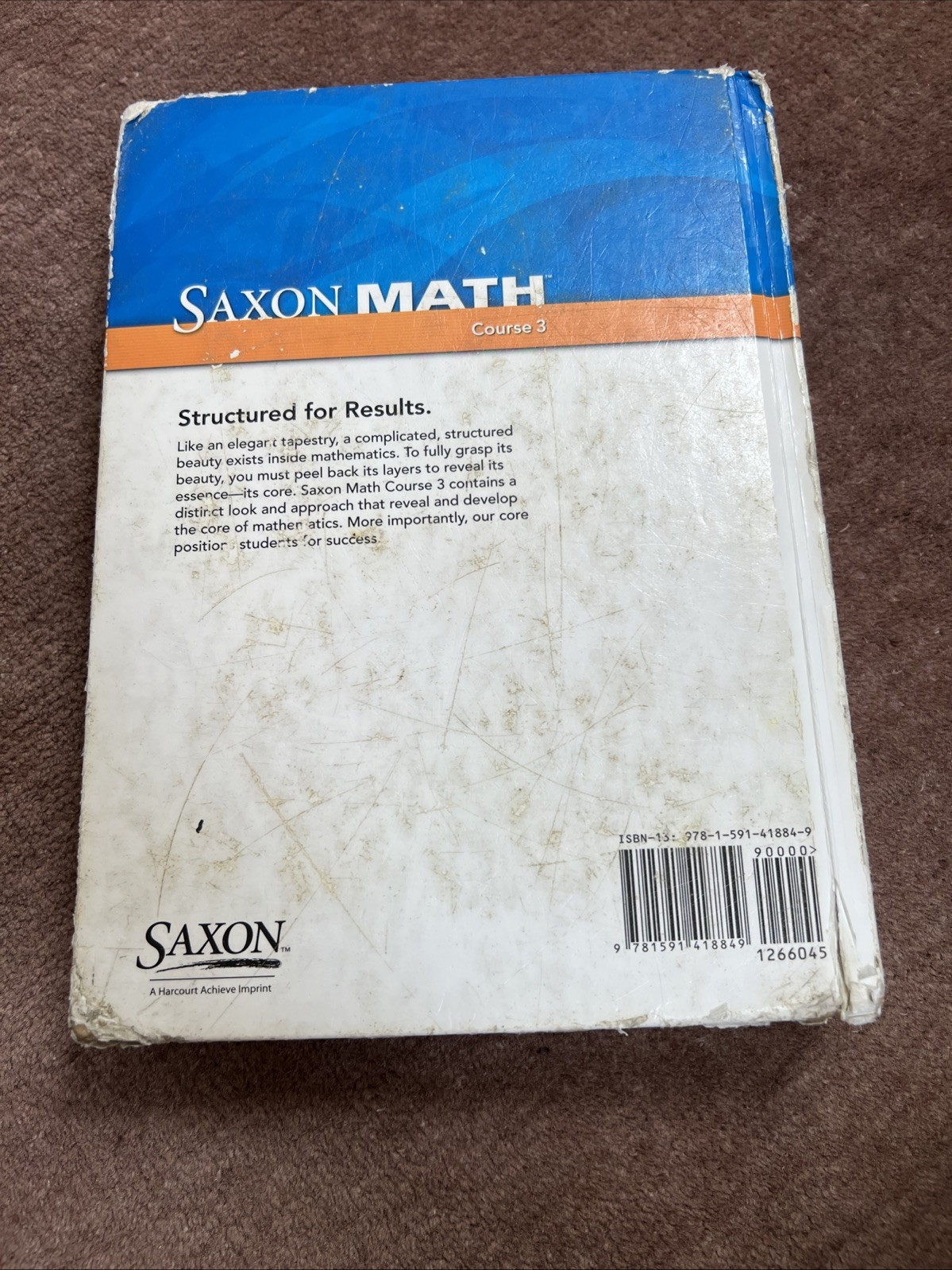 Saxon Math Course 3 Student Edition Hardcover by Stephen Hake ISBN 1-5914-1884-4