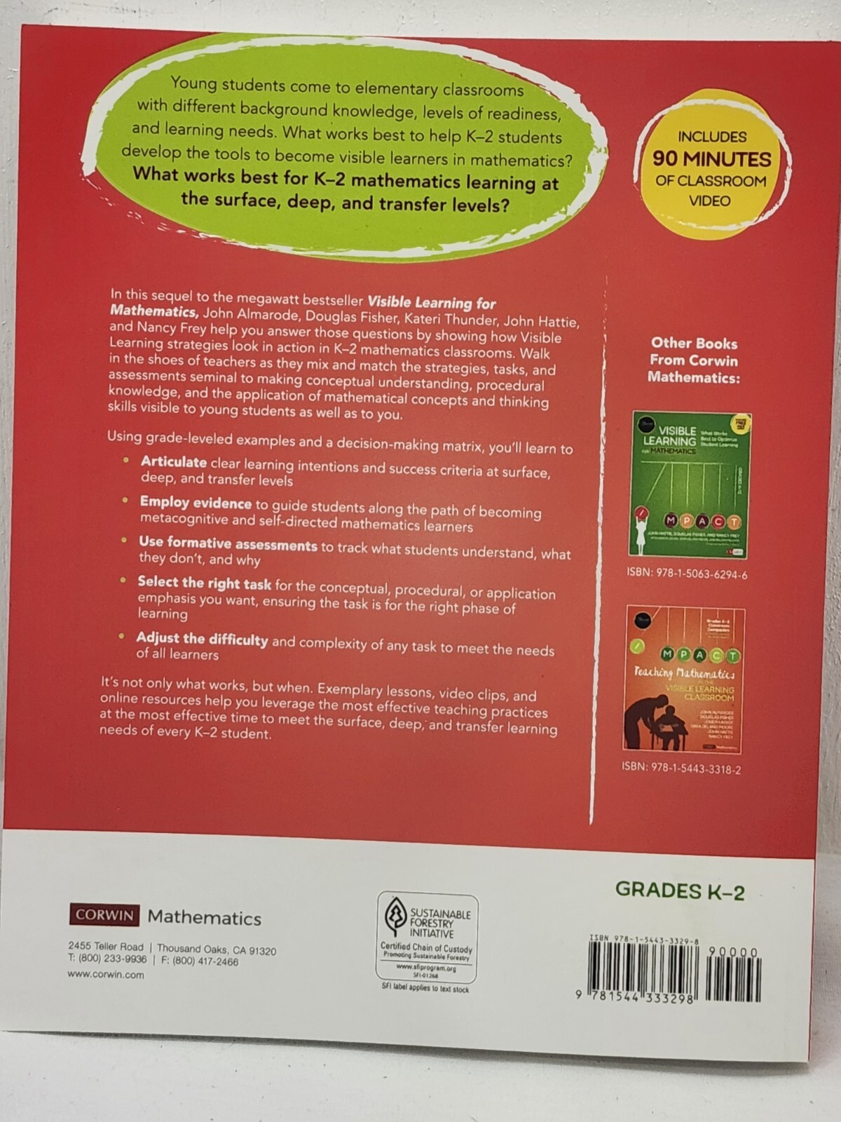 Teaching Mathematics in the Visible Learning Classroom, Grades K-2, Paperback…