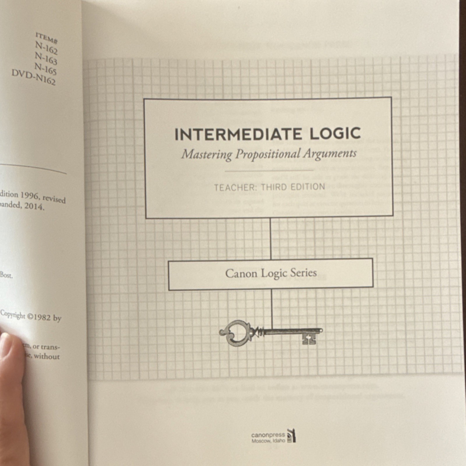 Canon Press Intermediate Logic Teacher’s Edition Book + DVD + Test/Quiz Packet