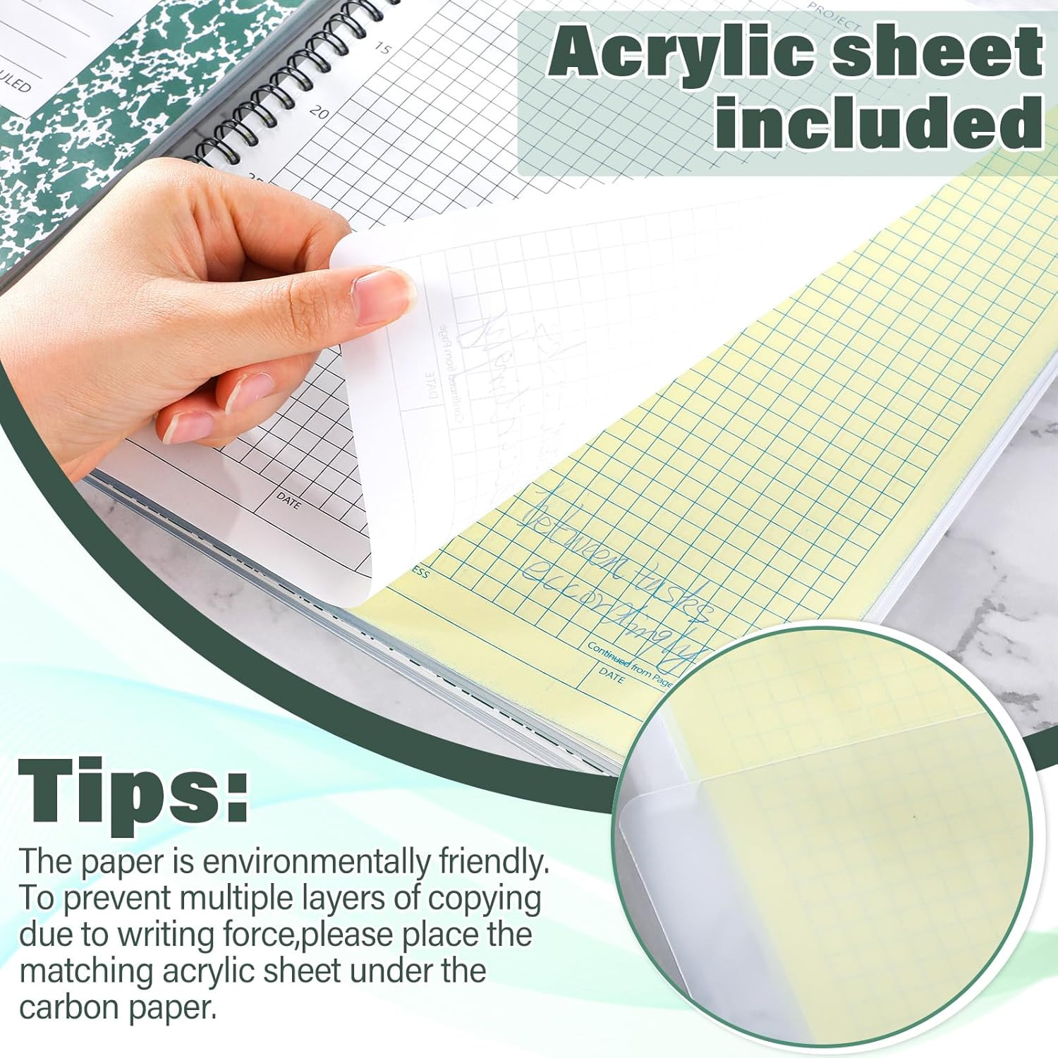 Affrolling 2 Pack Carbonless Lab Notebook Carbon Copy 8.5” X 11” 50 Set of Pag