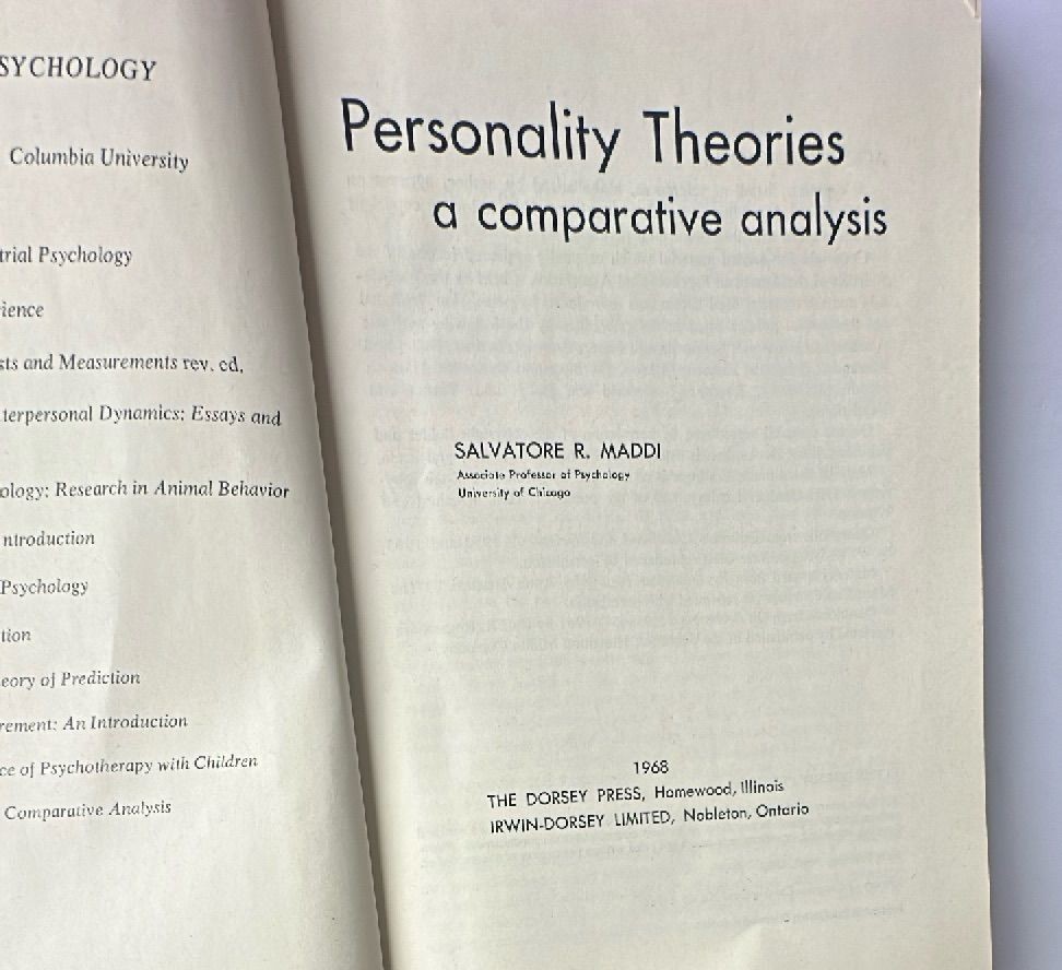 Personality Theories A Comparative Analysis Salvatore Maddi 1968 Dorsey Press Ha