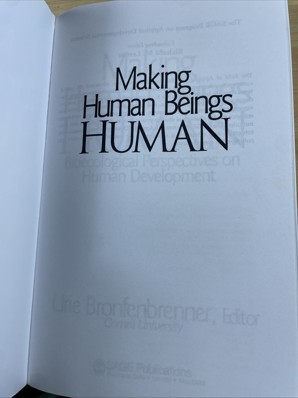 The Sage Program on Applied Developmental Science Ser.: Making Human Beings…