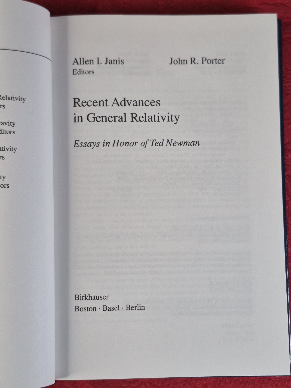 Recent Advances in General Relativity – Einstein Studies Volume 4 – Hardcover