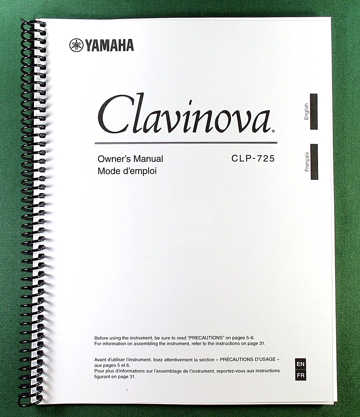 Yamaha CLP-725 Instruction Manual: 40 Pages & Protective Covers!