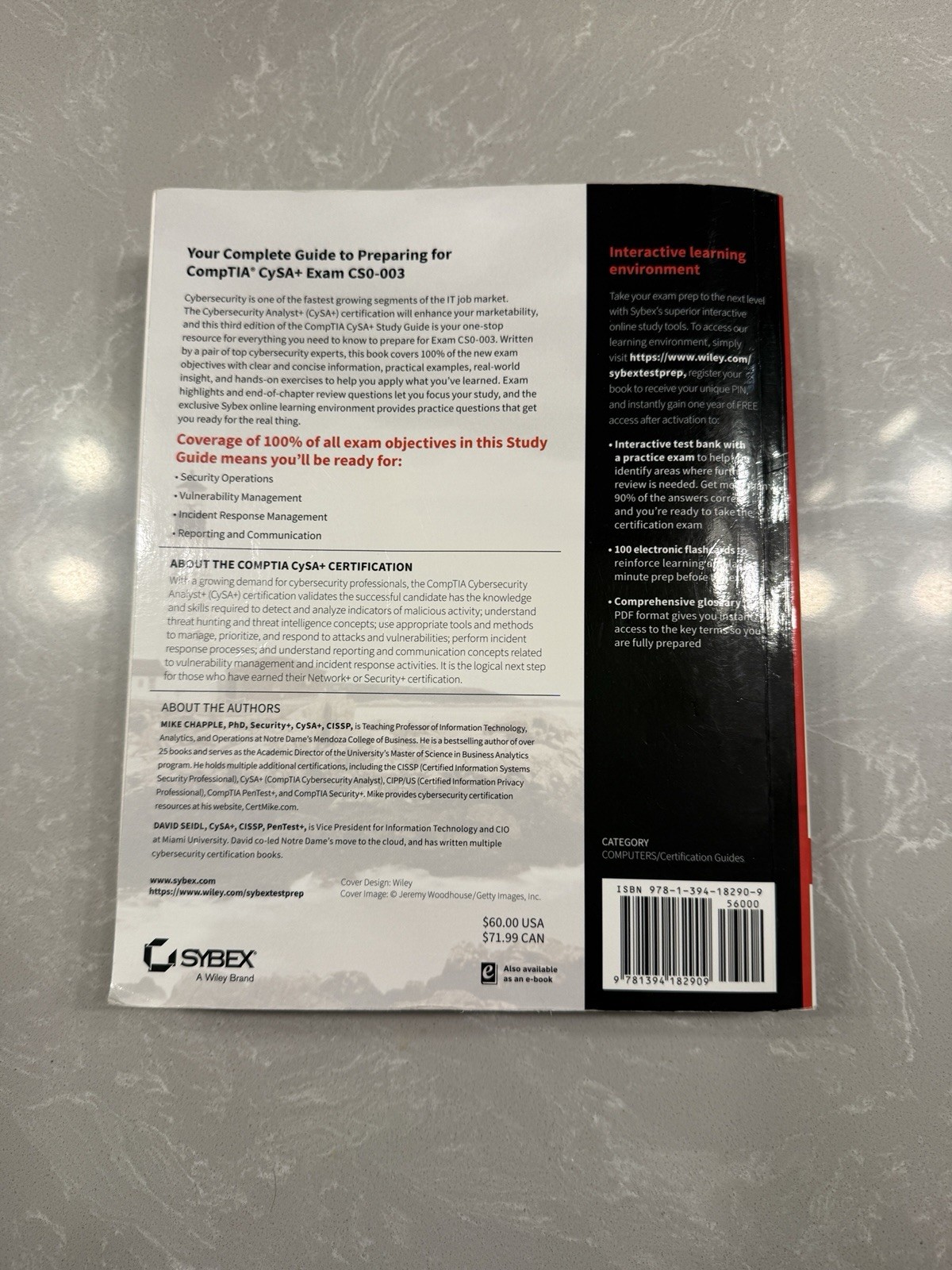 CompTIA CySA+ Study Guide: Exam CS0-003 (Sybex Study Guide), Chapple, Mike,Seidl