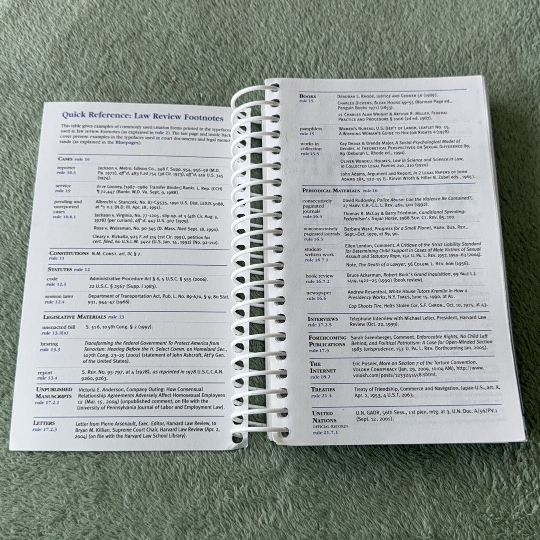 The Bluebook A Uniform System of Citation Twentieth Edition Spiral Bound