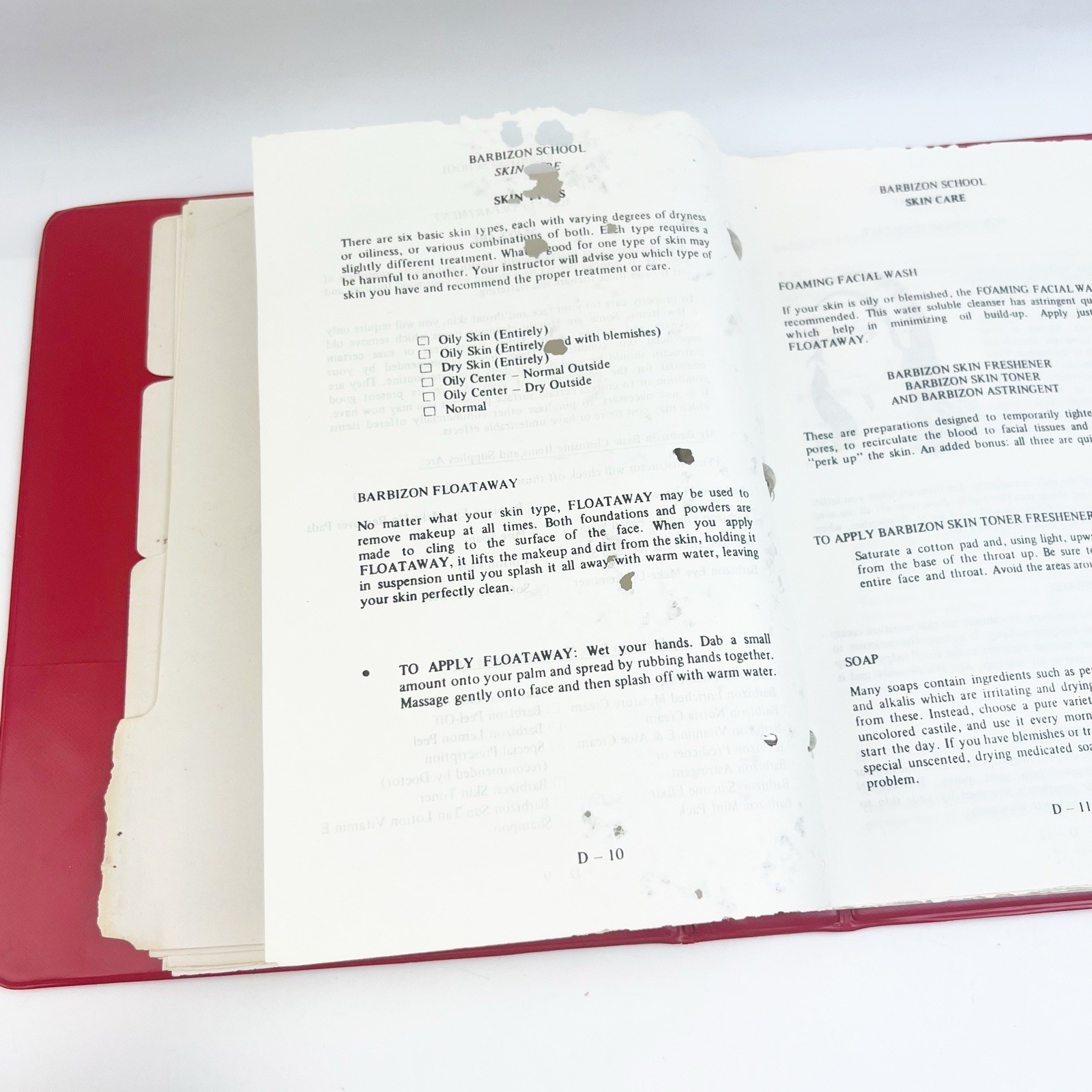 Vintage 60s/70s Barbizon Modeling Red Student Notebook Binder Instruction Pages