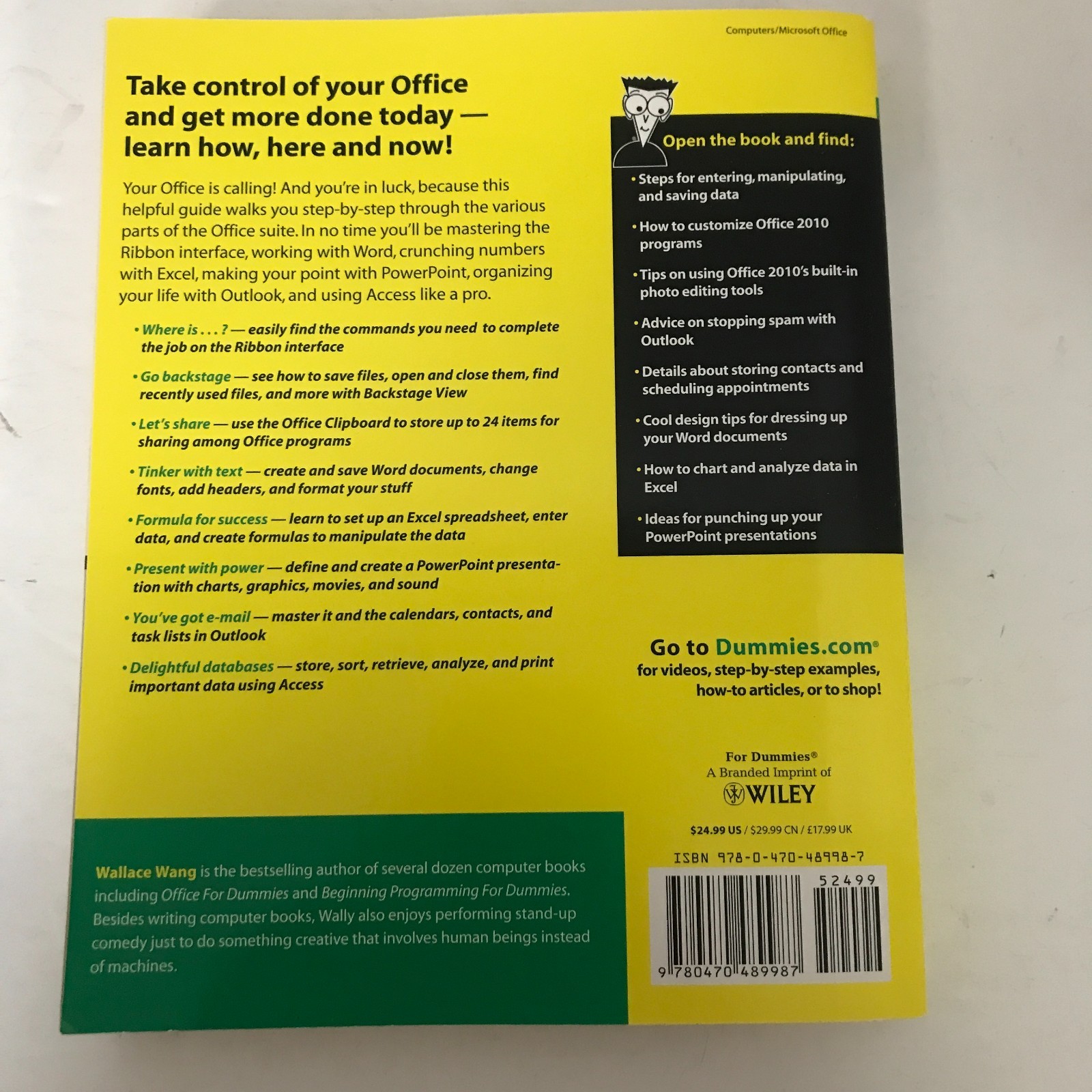 Microsoft Office 2010 for Dummies Wallace Wang Paperback 412 Pages