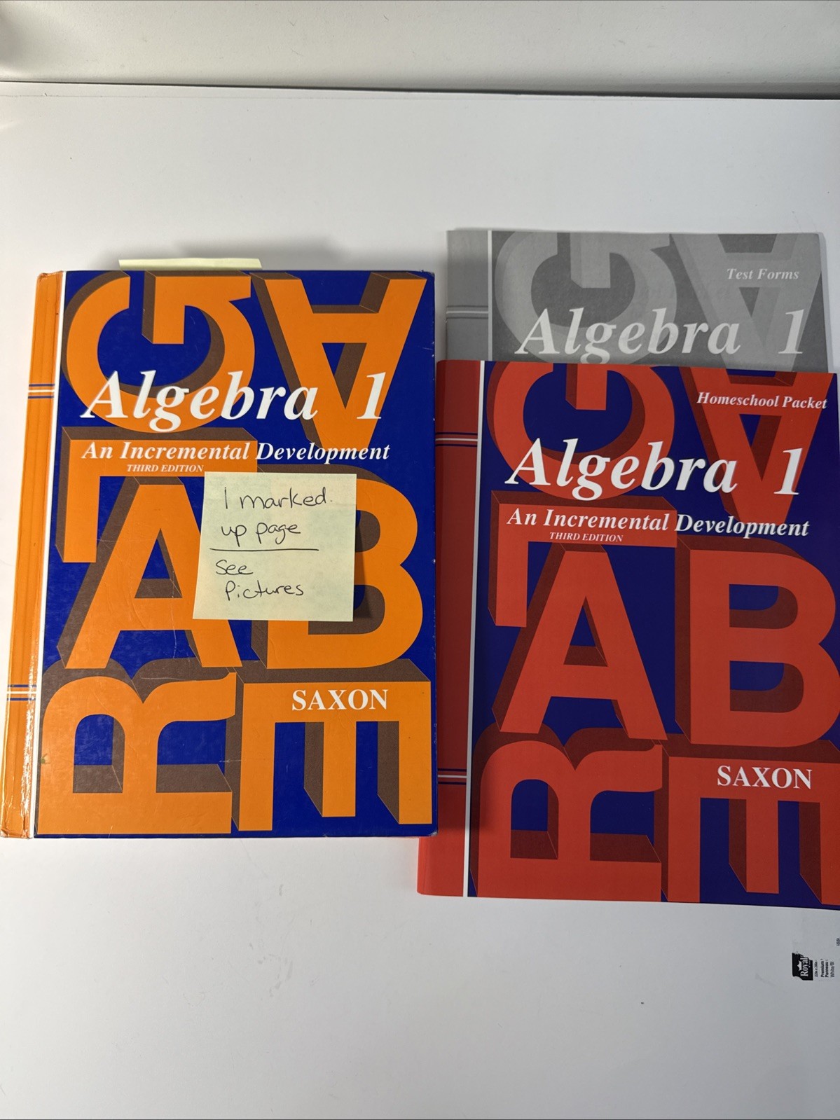 Saxon Algebra 1 (3rd Edition) SET Textbook, Answer Key, Test Forms, (read Descr)