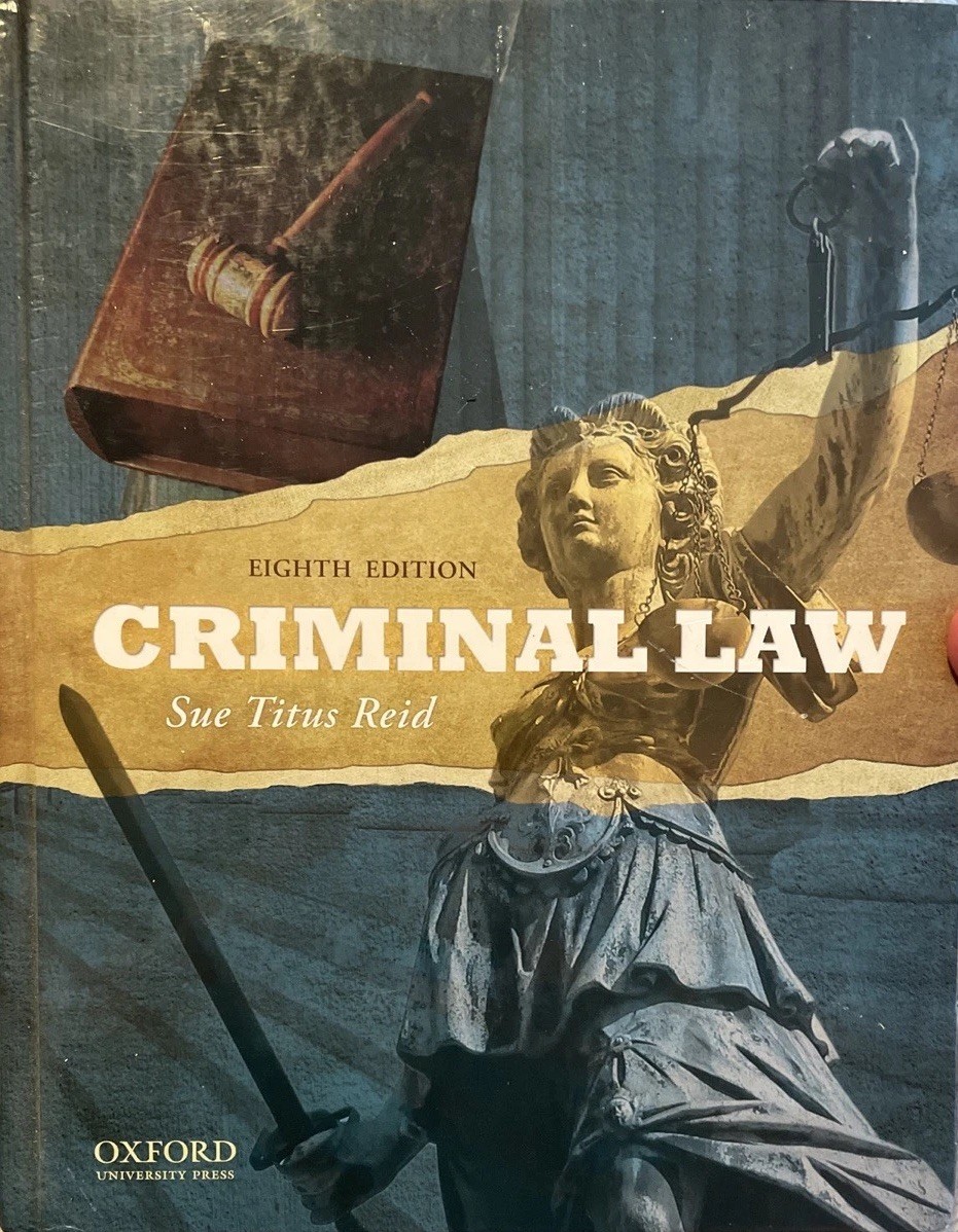 Criminal Law, 6th Edition Sue Titus Reid – Hardcover, 2009, Excellent Condition