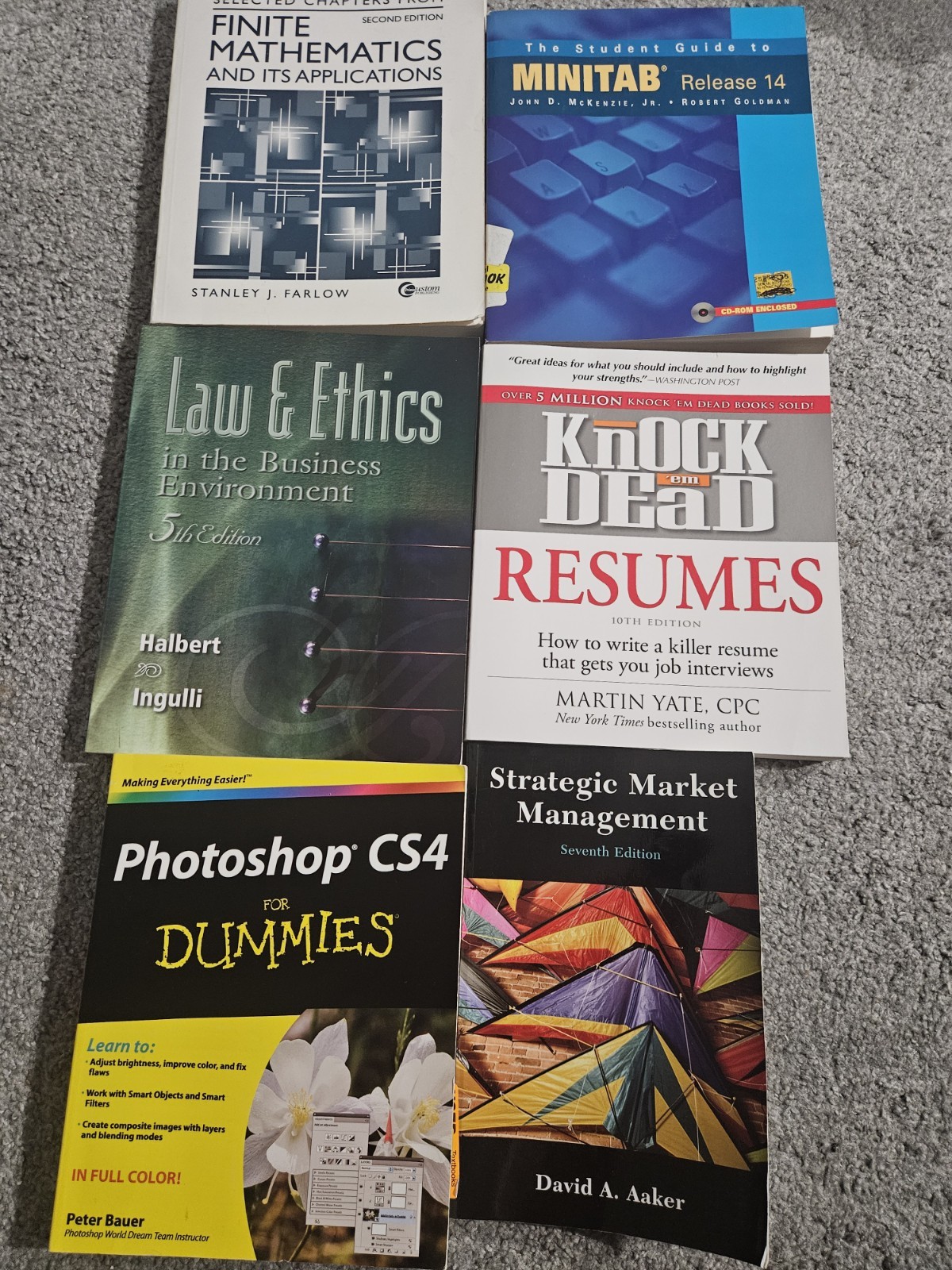 ​Lot of 6 College Textbooks: Business Law, Marketing, Math, MINITAB,…