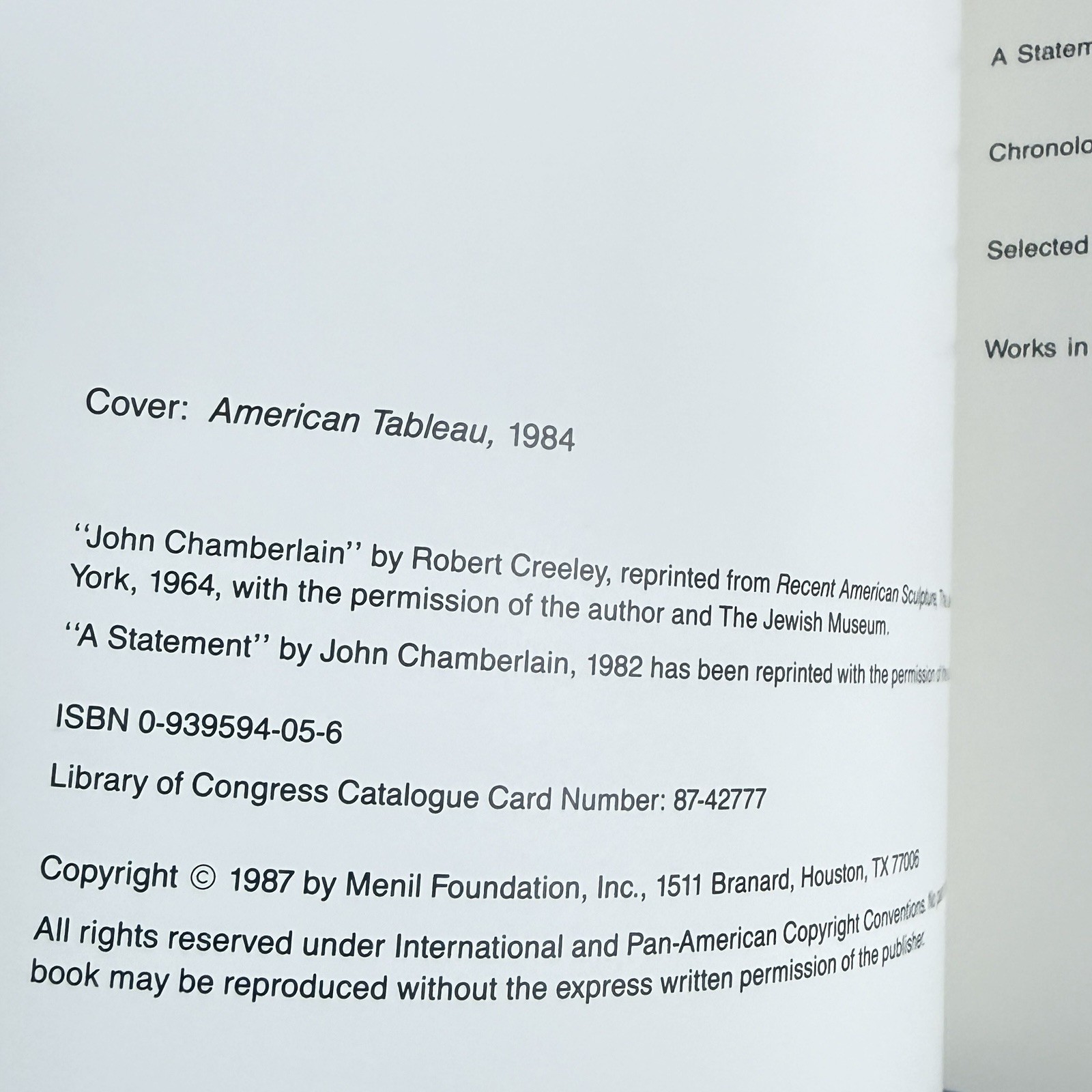 John Chamberlain Sculpture 1970s & 1980s Art Book 1987