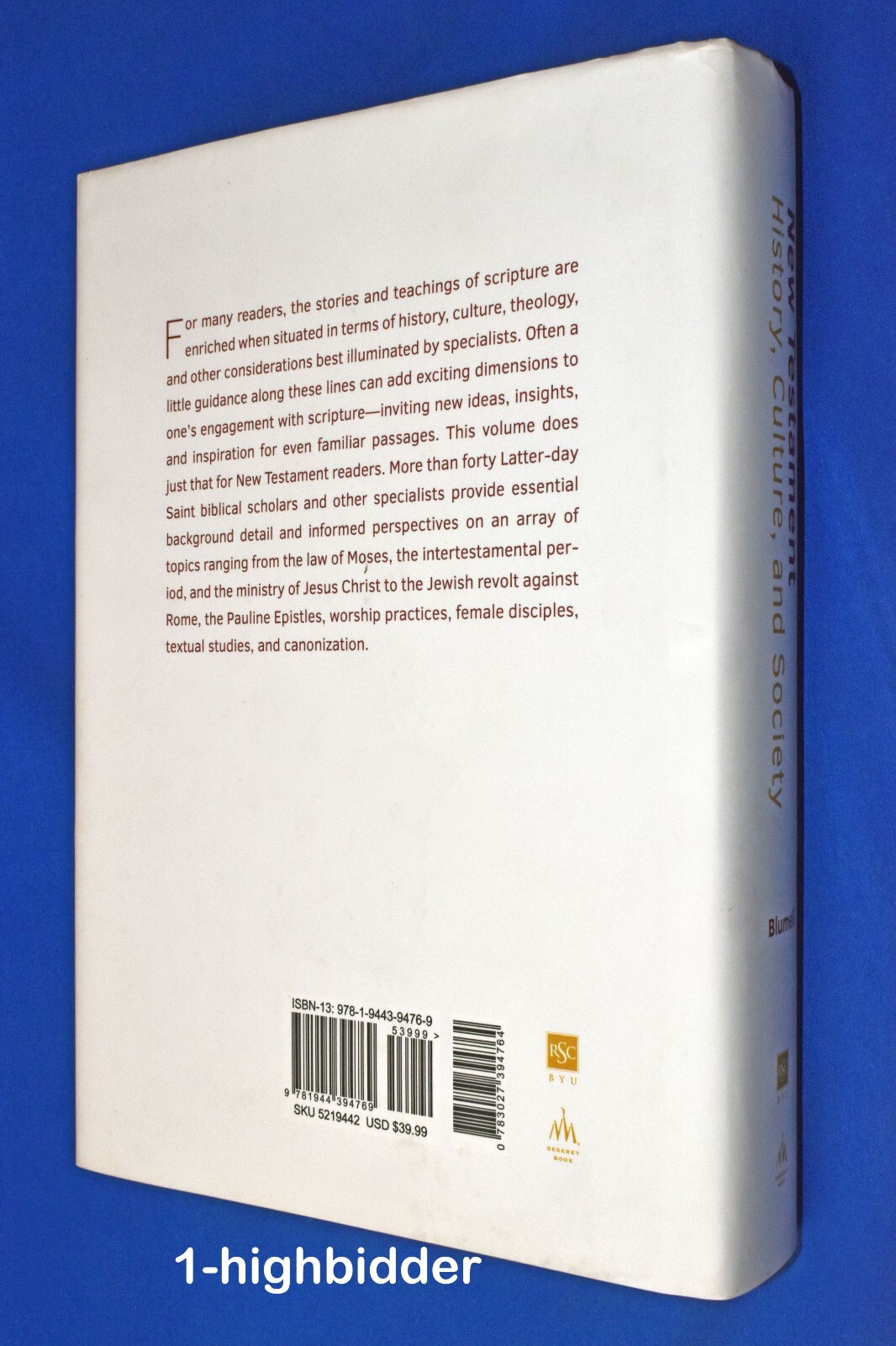 The New Testament History Culture, and Society Background to NT Texts LDS Mormon