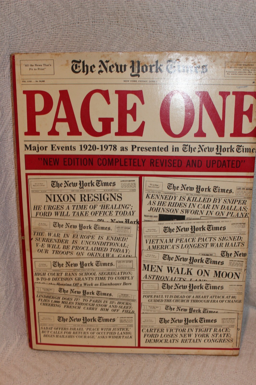 THE NEW YORK TIMES PAGE ONE Major Events 1920-1978 292 pages Hard Back 15.5X11.5
