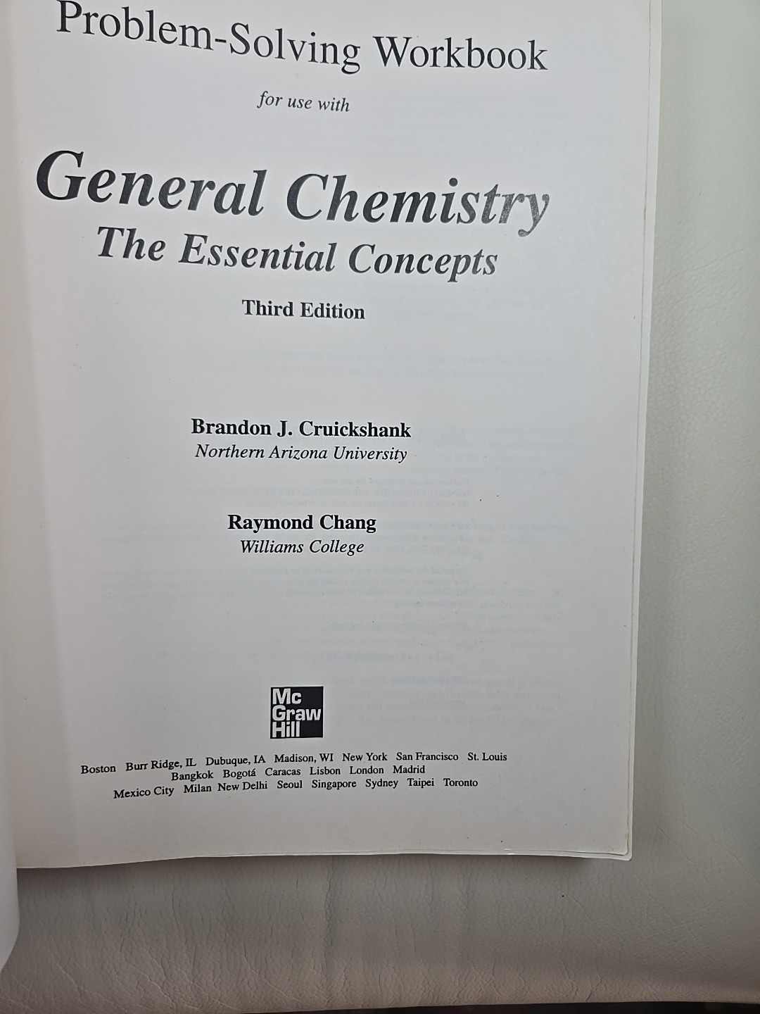 Problem – Solving Workbook For Use.with General Chemistry: The Essential…