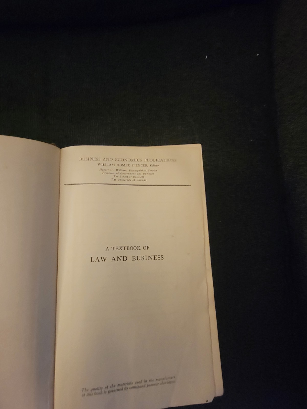 McGraw-Hill A Textbook of Law and Business 2nd Ed HC 1927 Spencer