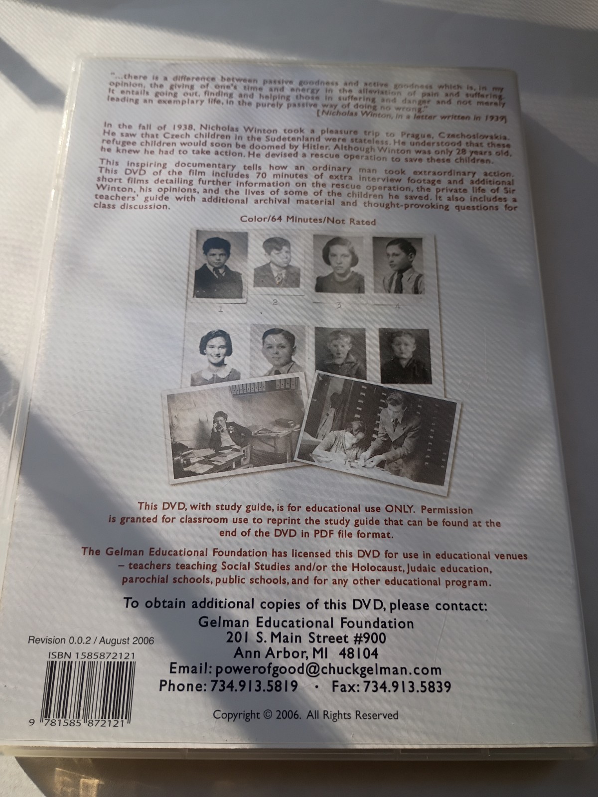 NICHOLAS WINTON The Power of Good Documentary DVD, PDF Study Guide – MINT DISC!
