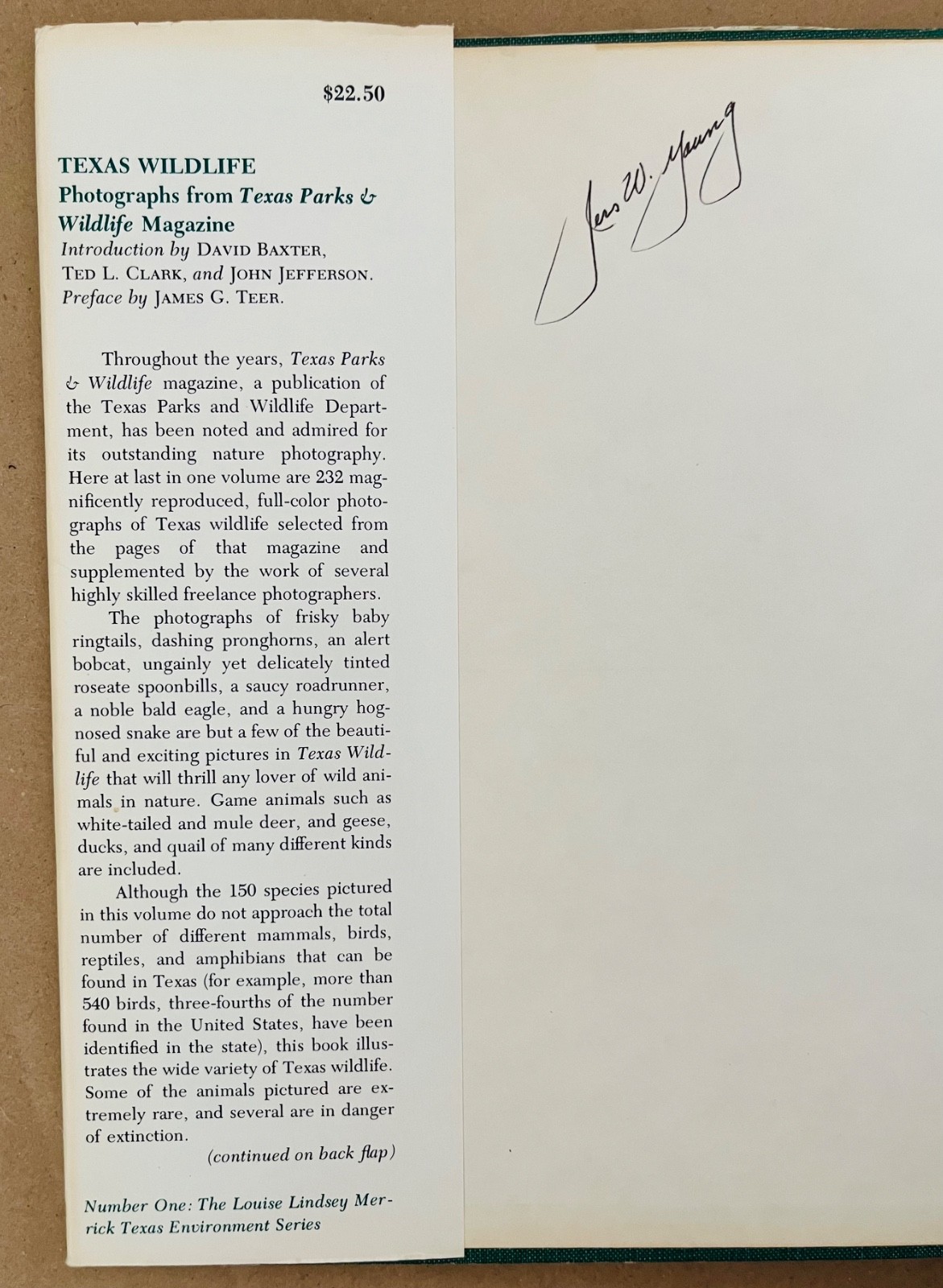 1st Edition Texas Wildlife: Photographs from Texas Parks & Wildlife 1978