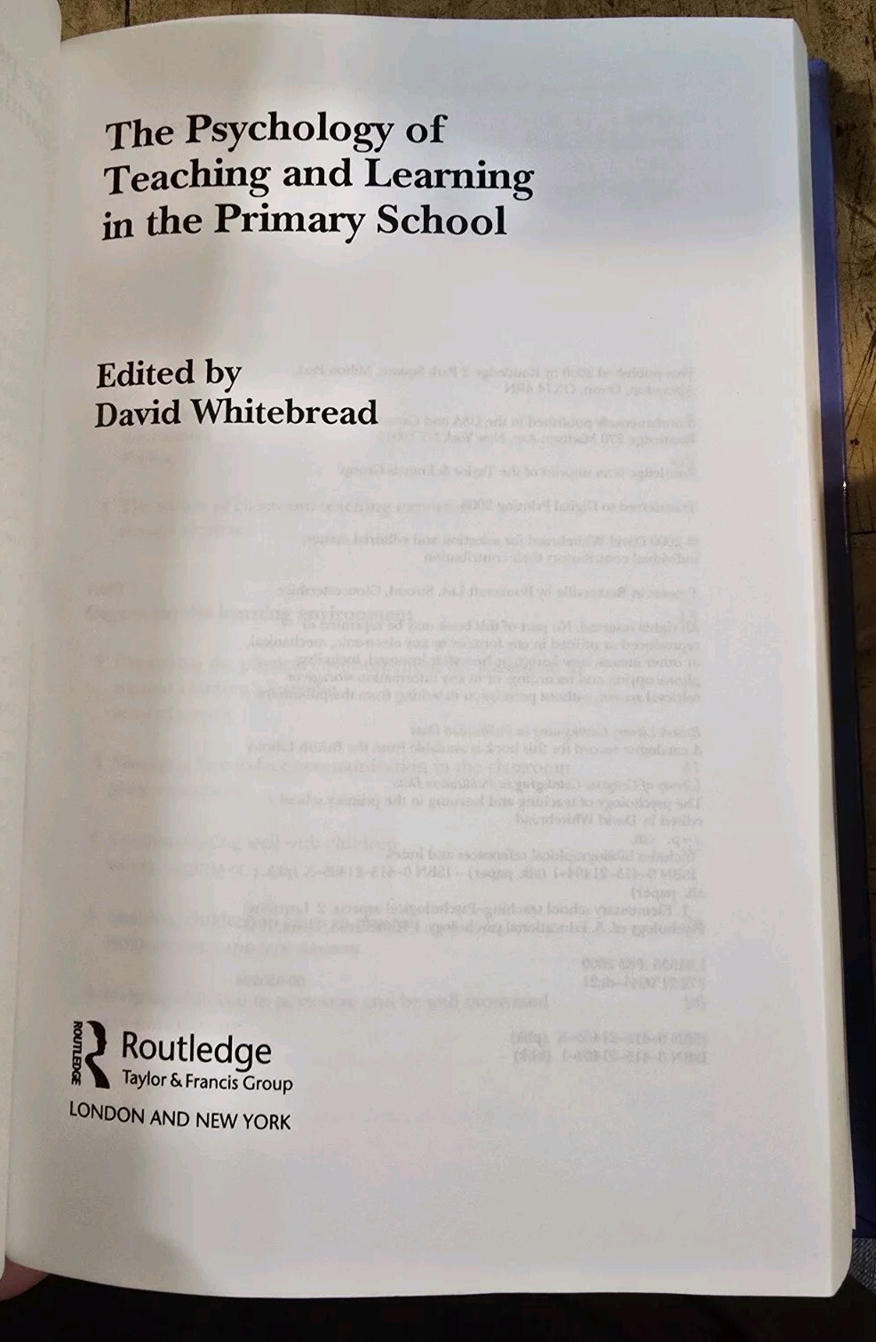 Psychology of Teaching and Learning in the Primary School by David Whitebread…