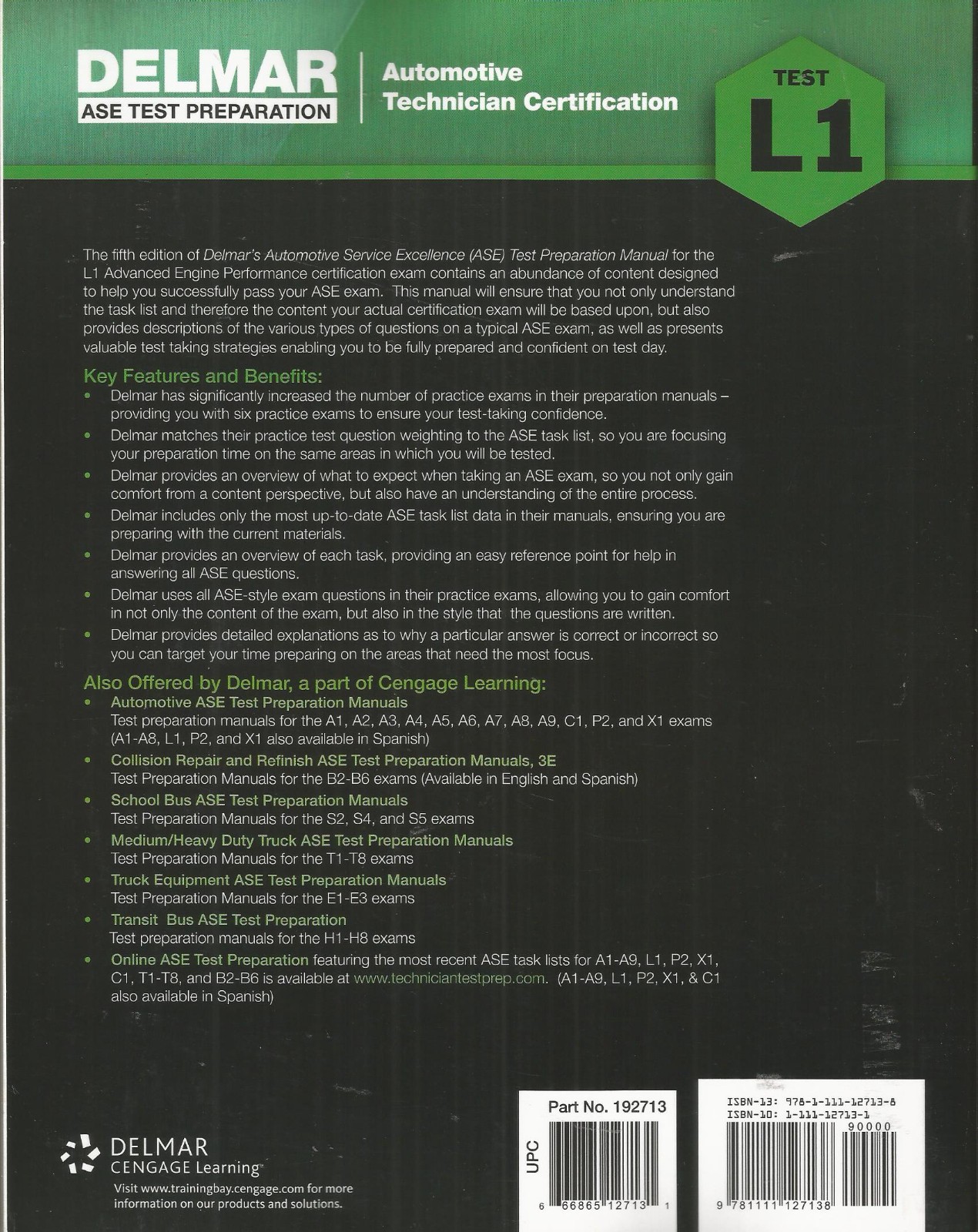 ASE Test Preparation – Advanced Engine Performance Test L1 Fifth Edition GOOD