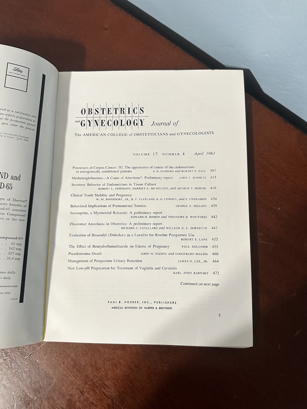 Obstetrics and Gynecology Journal Vol 17 No 4 Paul Hoeber April 1961 ** FLAWS