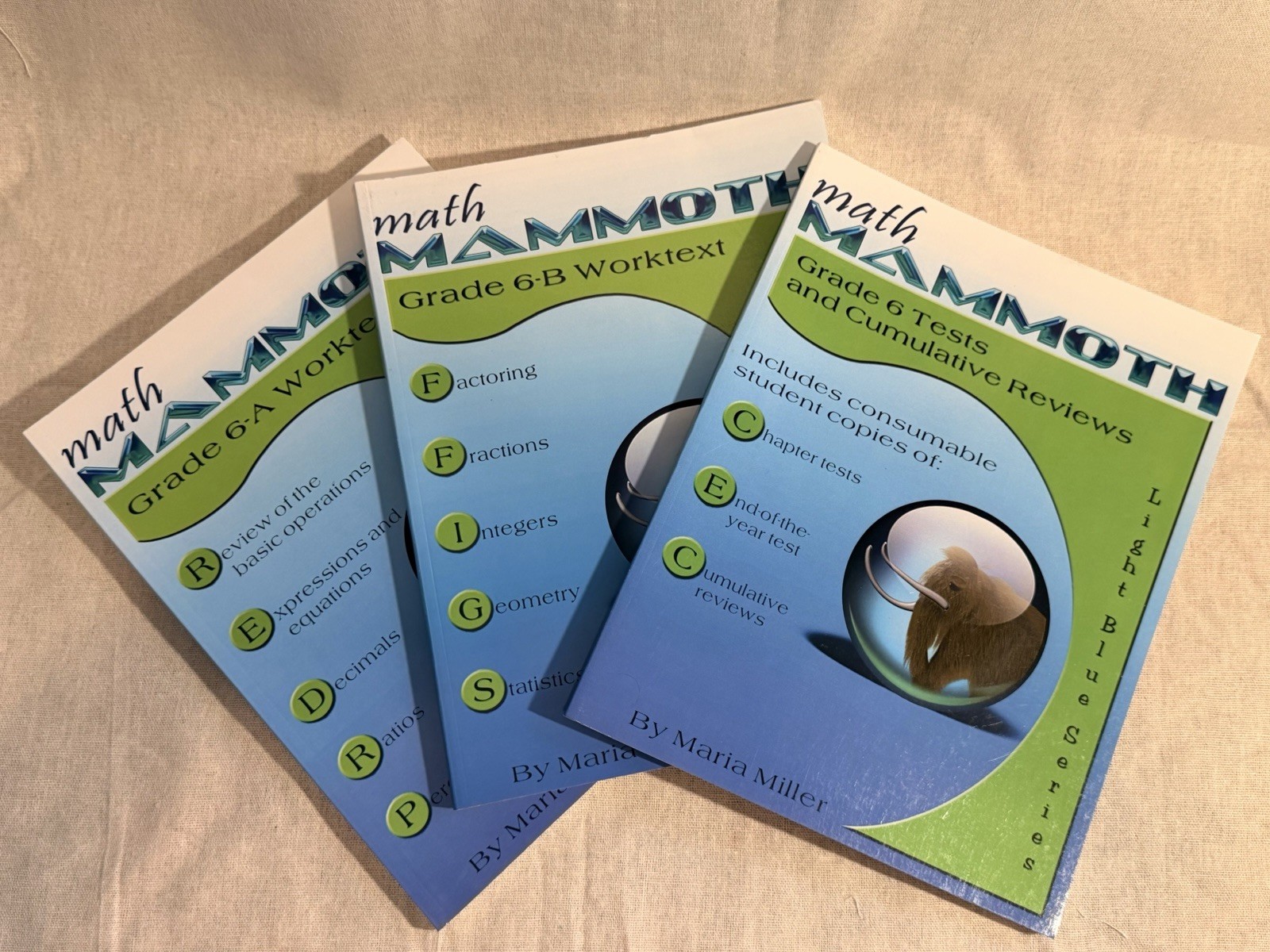 Math Mammoth Light Blue Series Grade 6-A 6-B Worktexts & Tests Maria Miller