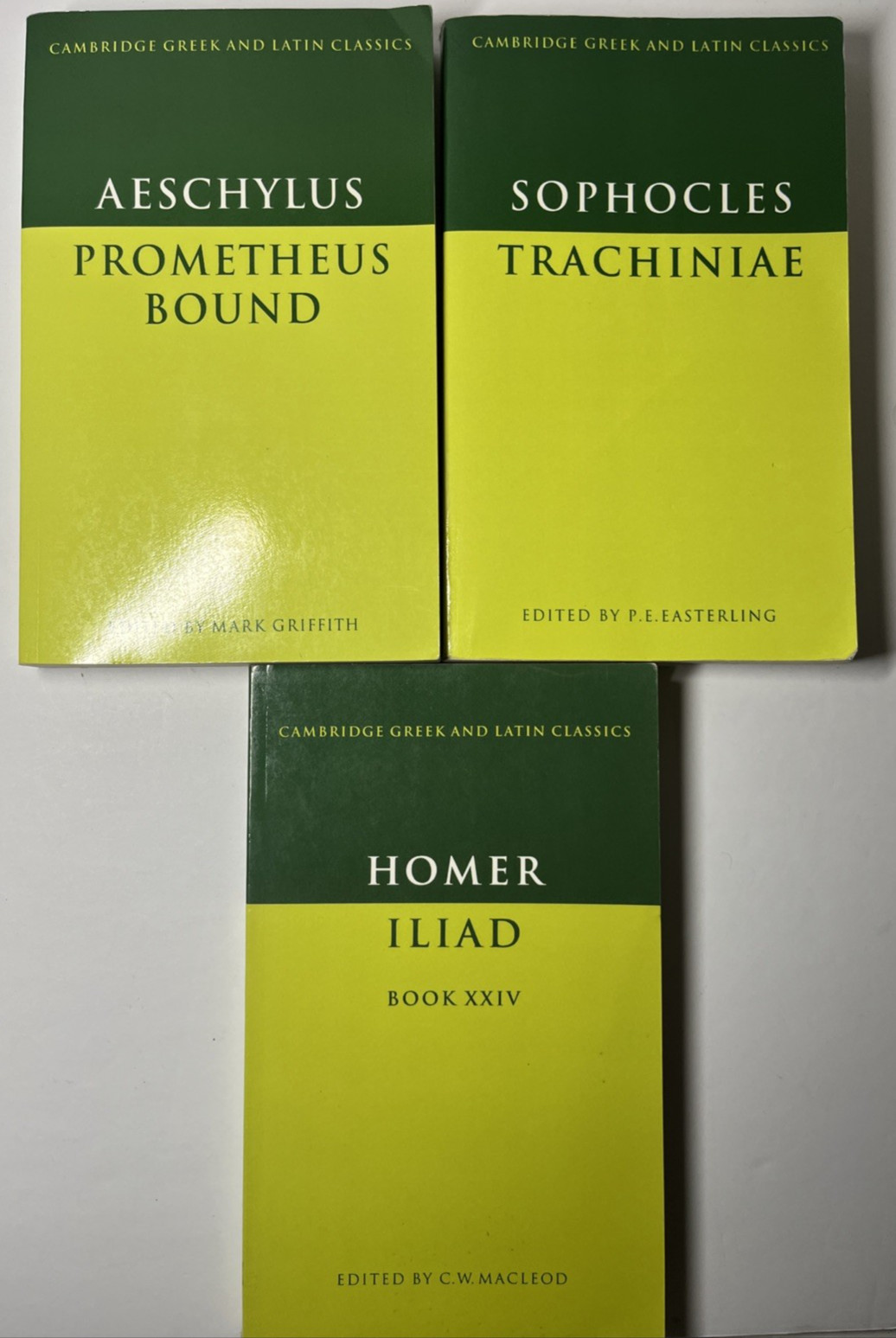 3 volumes Cambridge Greek & Latin Classics: Prometheus Bound, Iliad, Trachiniae