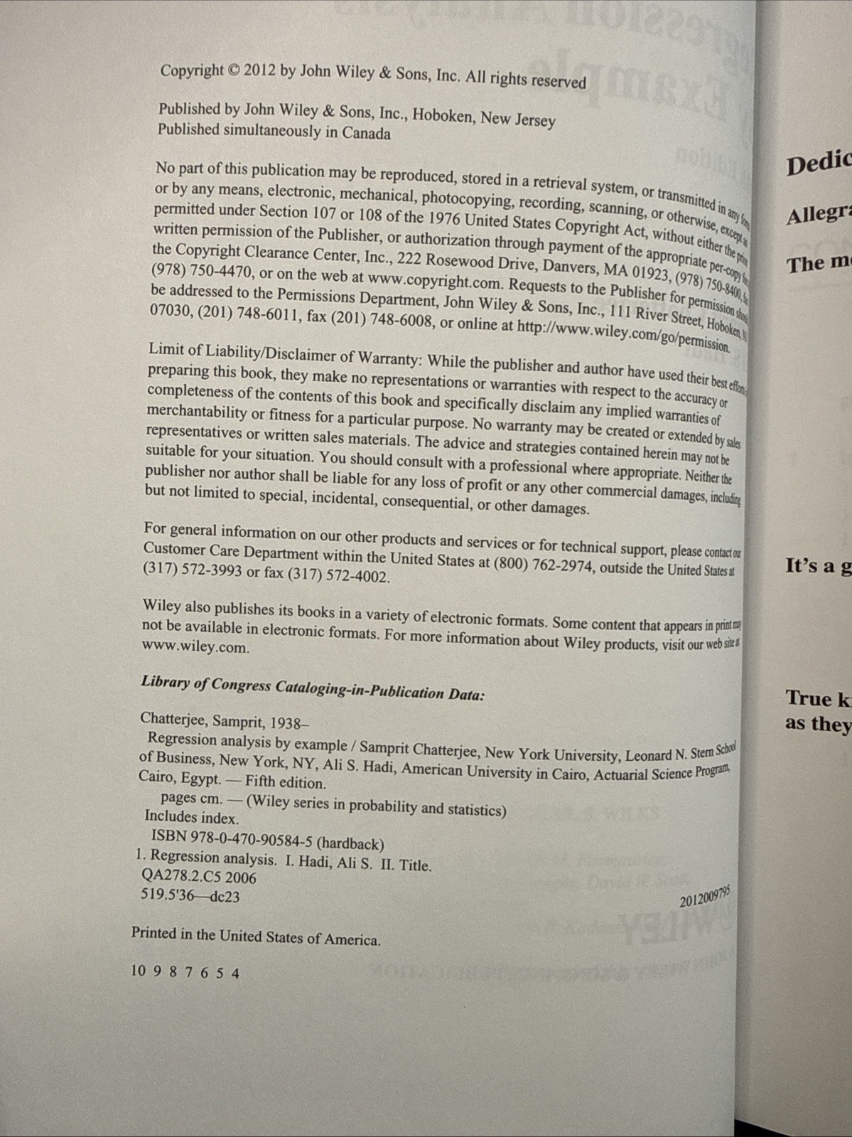 Wiley Series Probability and Statistics Ser Regression Analysis by Example 5th