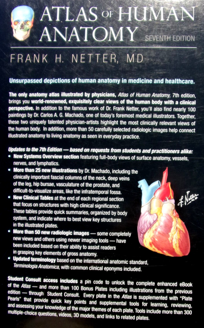 Netter Basic Science Ser. Atlas of Human Anatomy~PAPERBACK, 7 Ed,~Very Good~NICE