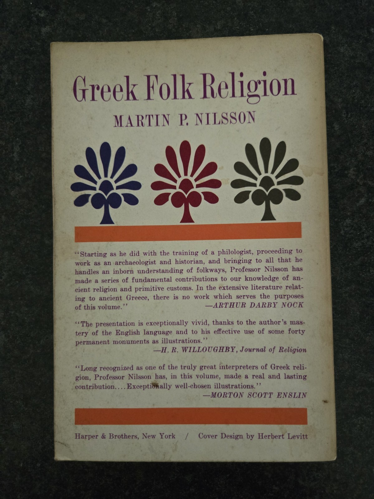 1961 PB Greek Folk Religion by Nilsson, Martin P. Gd