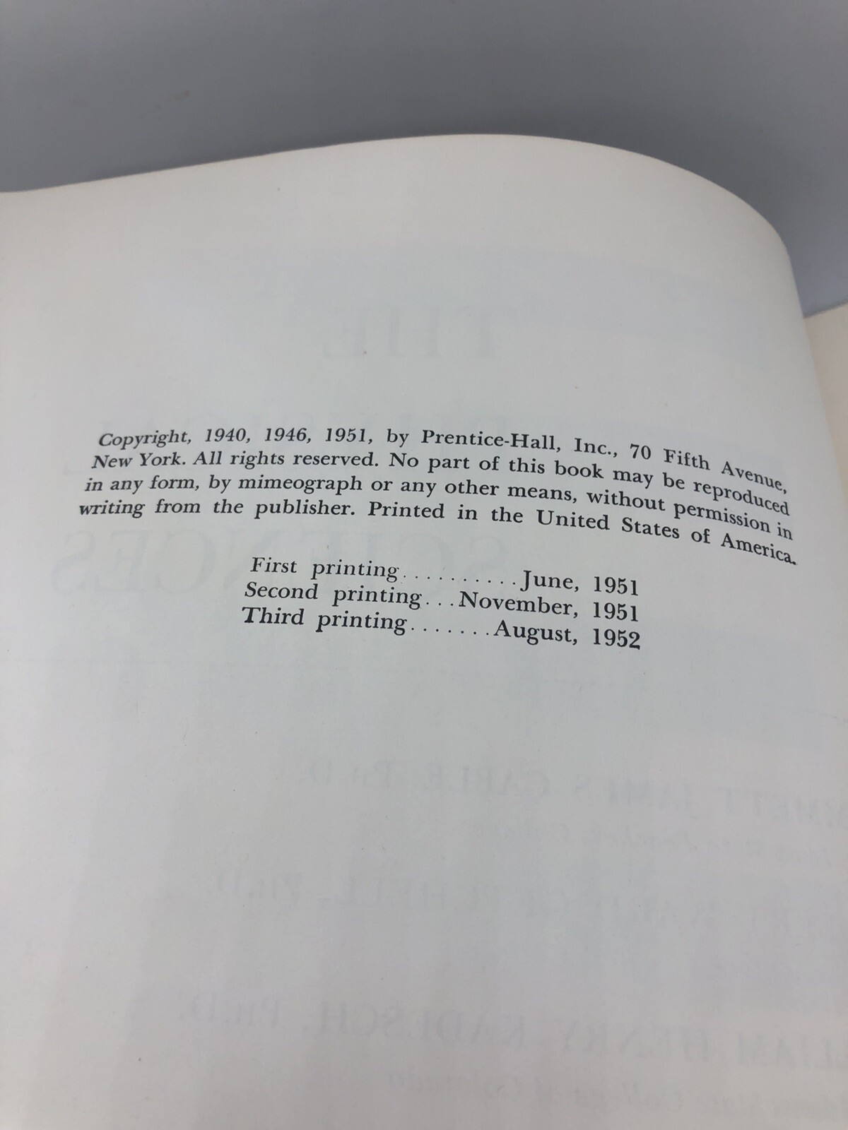 The Physical Sciences 3rd Edition 1952 Emmett James Cable 1952