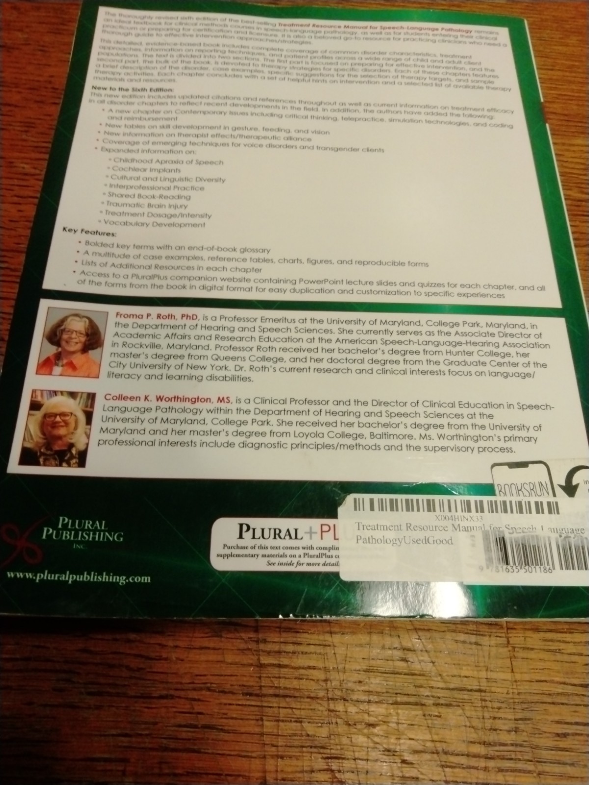 Treatment Resource Manual for – Paperback, by Froma Roth; Colleen -9781635501186