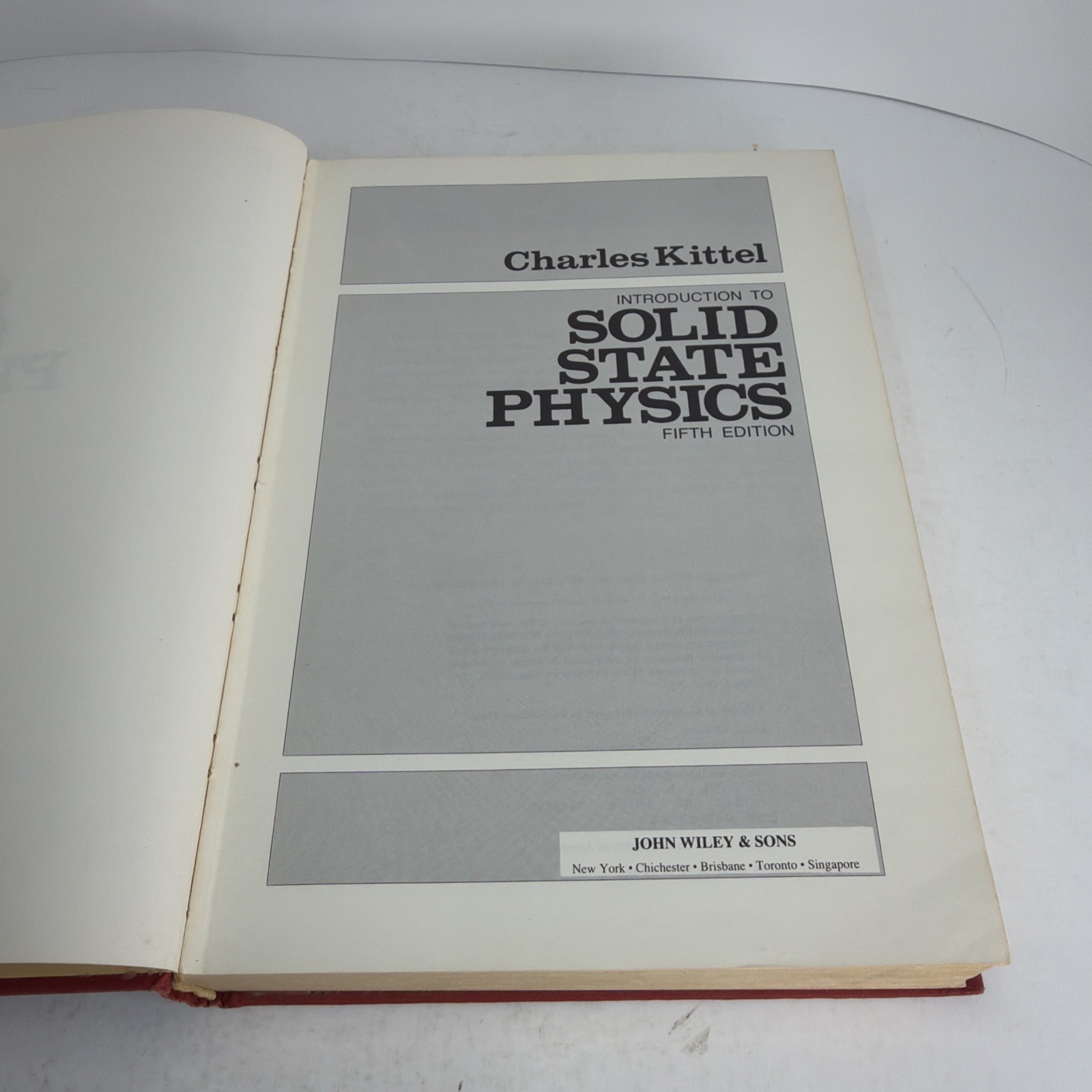 Introduction to Solid State Physics by Charles Kittel – 5th Ed. Hardcover – 1976