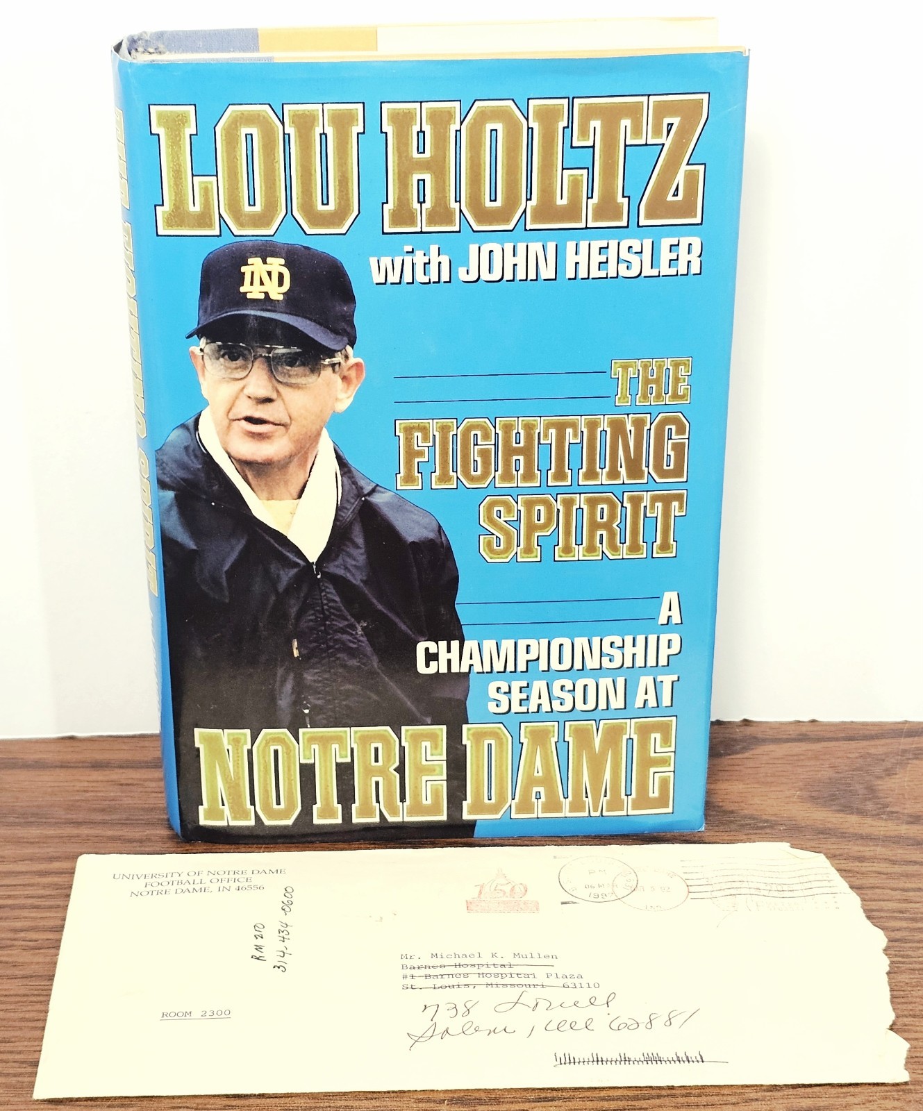 Lou Holtz SIGNED 1ST Ed THE FIGHTING SPIRIT 1996 HBDJ +Signed Letter 1992