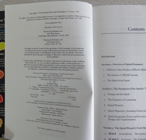Spiral Dynamics: Mastering Values, Leadership and Change by Beck & Cowan 1996 HC