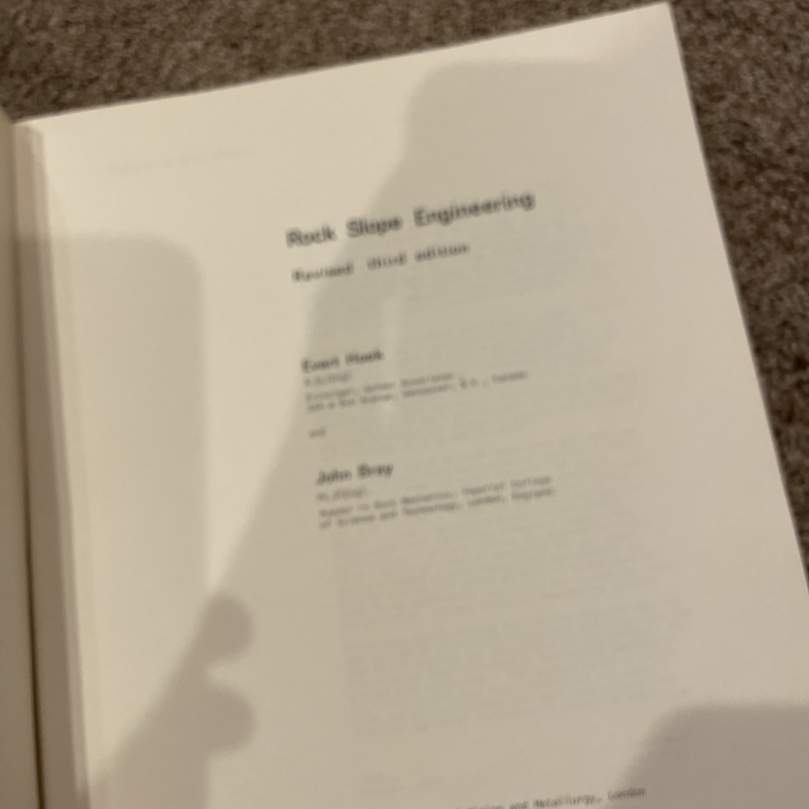 Rock Slope Engineering: Third Edition – paperback Hoek, Evert|Bray, Jonathan…