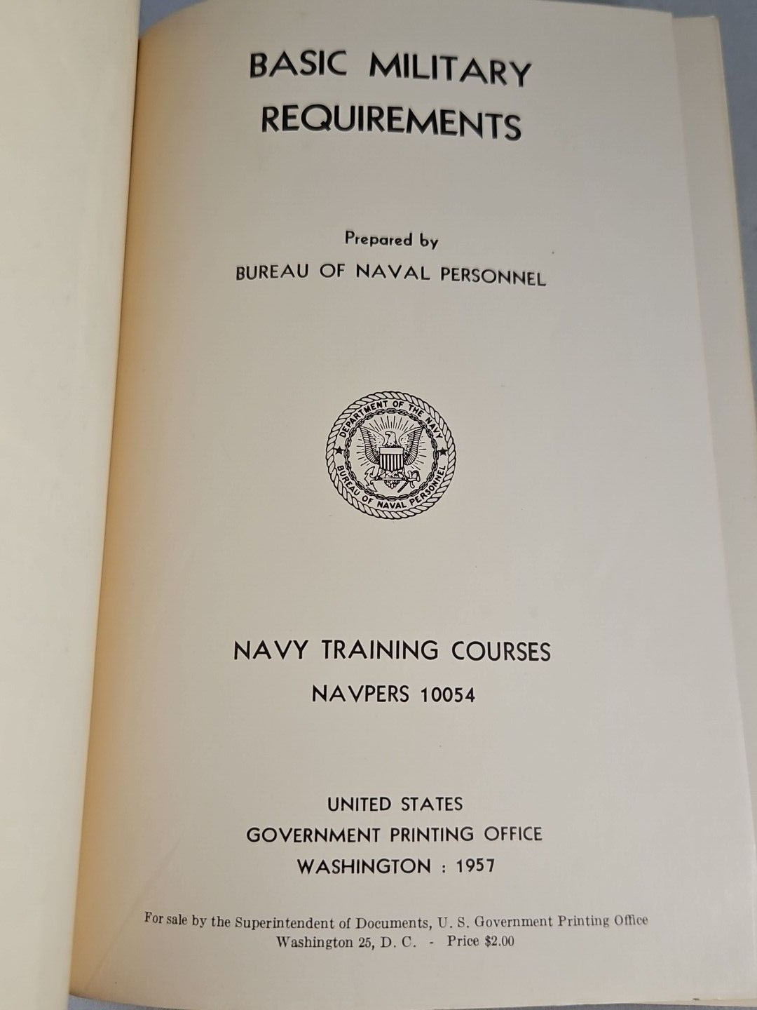 Basic Military Requirements, Navy Training Courses, 1957 Navpers 10054 Paperback