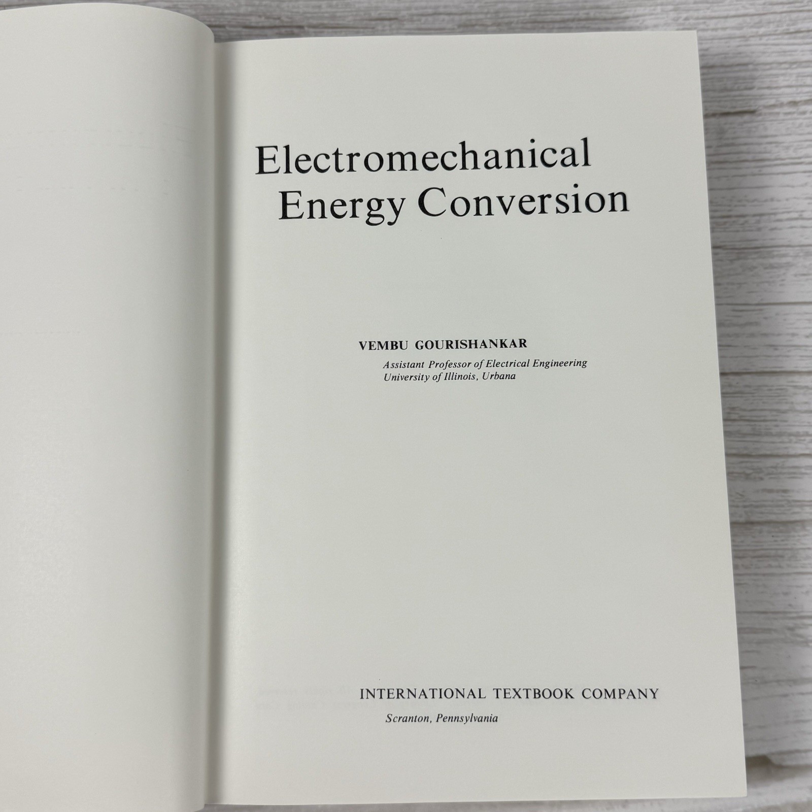 Electromechanical Energy Conversion by Vembu Gourishankar 1965 Engineering READ