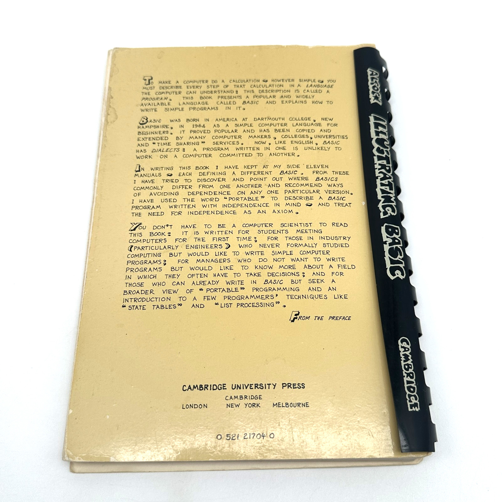 Illustrating BASIC A Simple Programming Language Donald Alcock Cambridge 1977