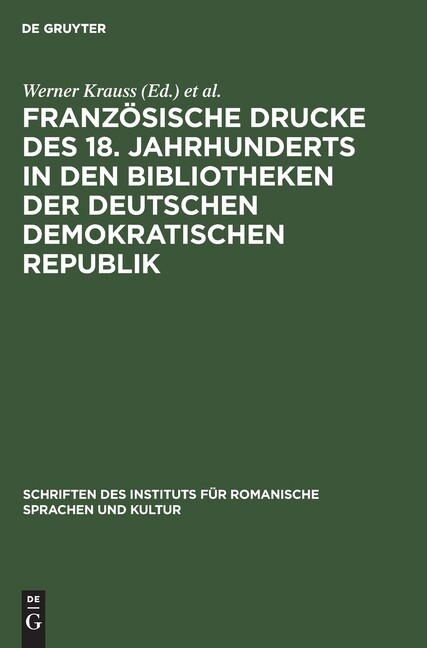 Franz?Sische Drucke Des 18 Jahrhunderts In Den Bibliotheken Der Deutschen …