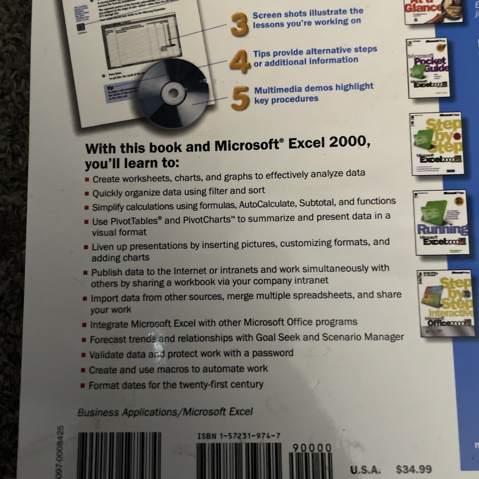 Microsoft Excel 2000 Step by Step Catapult 1999 Microsoft Press CD-ROM Included