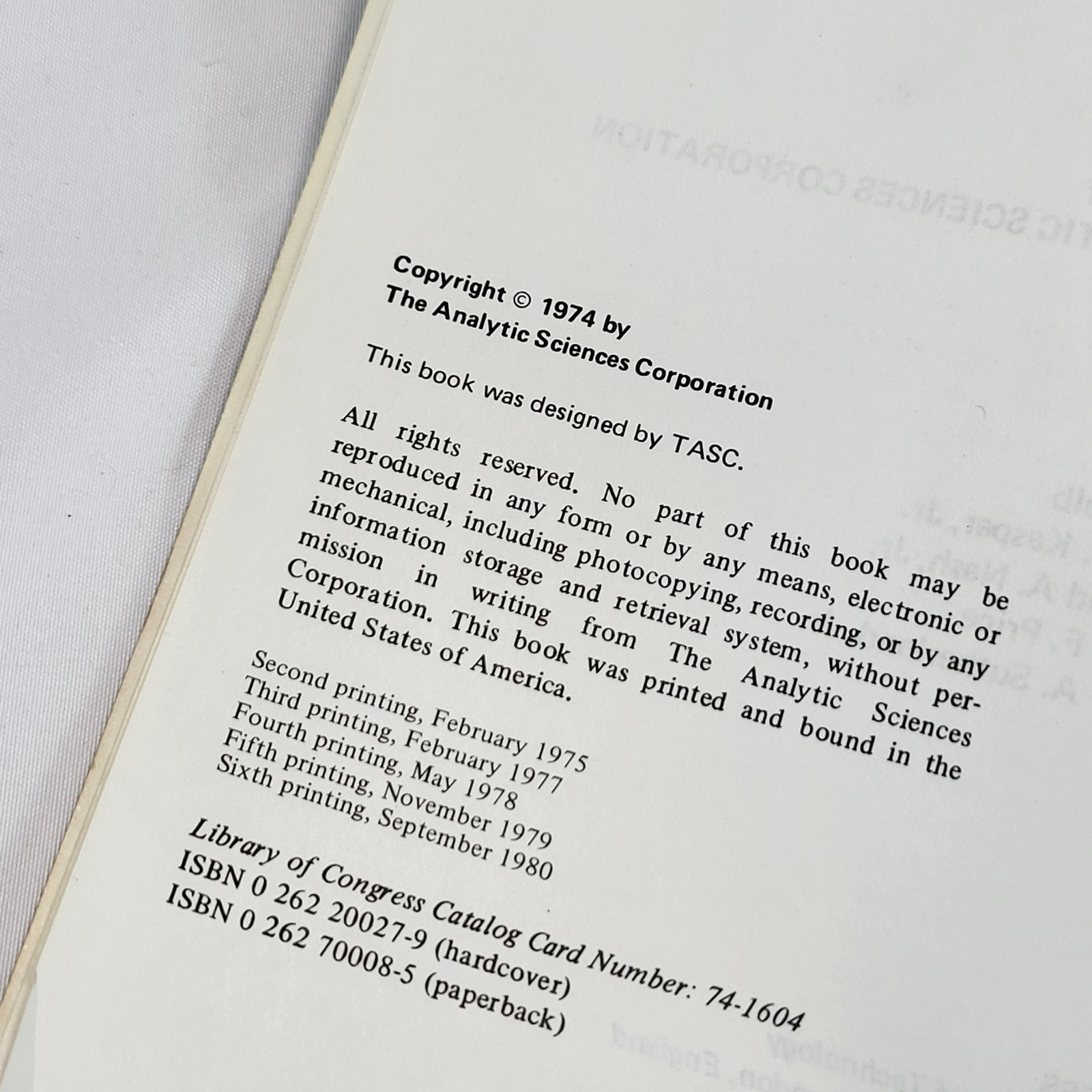 Applied Optimal Estimation The Analytic Sciences Corporation VTG 1980 Softcover