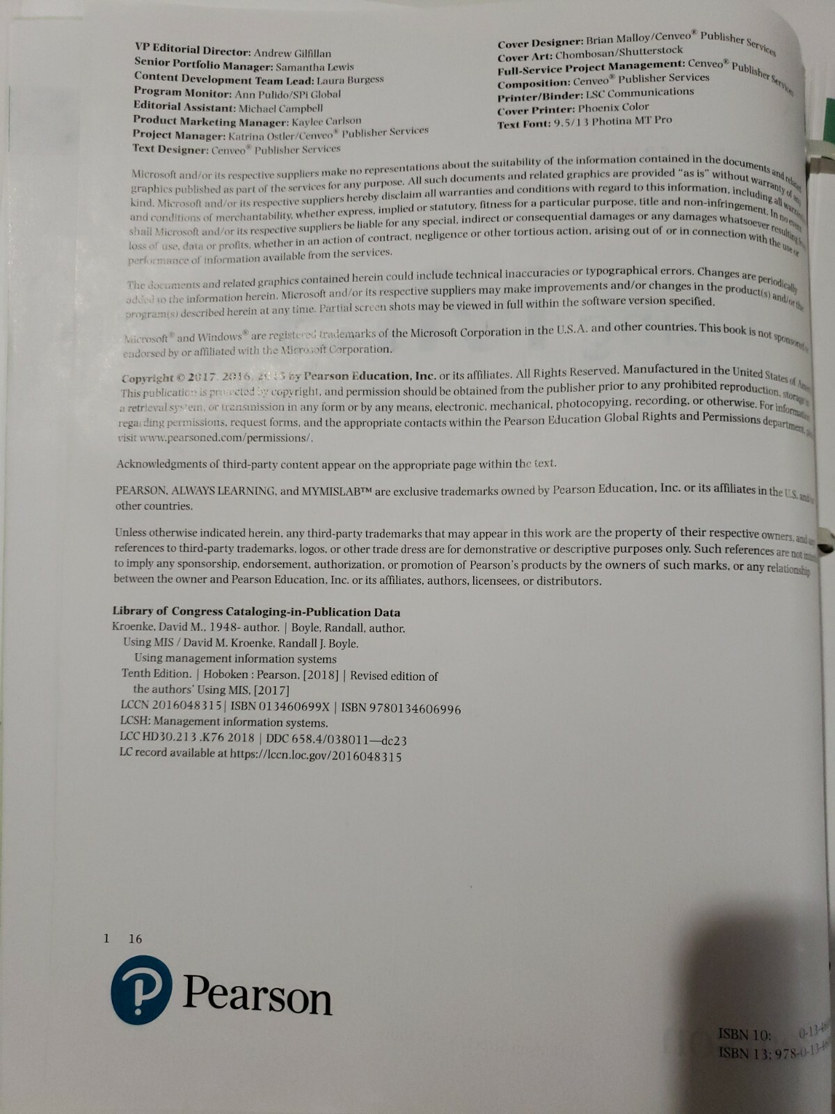 Using MIS, Student Value Edition by Randall J. Boyle David Kroenke (2017 Loose)
