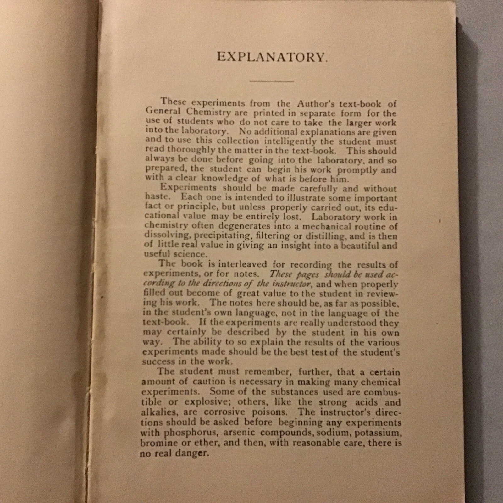 Laboratory Experiments In General Chemistry Long 1903 John Long