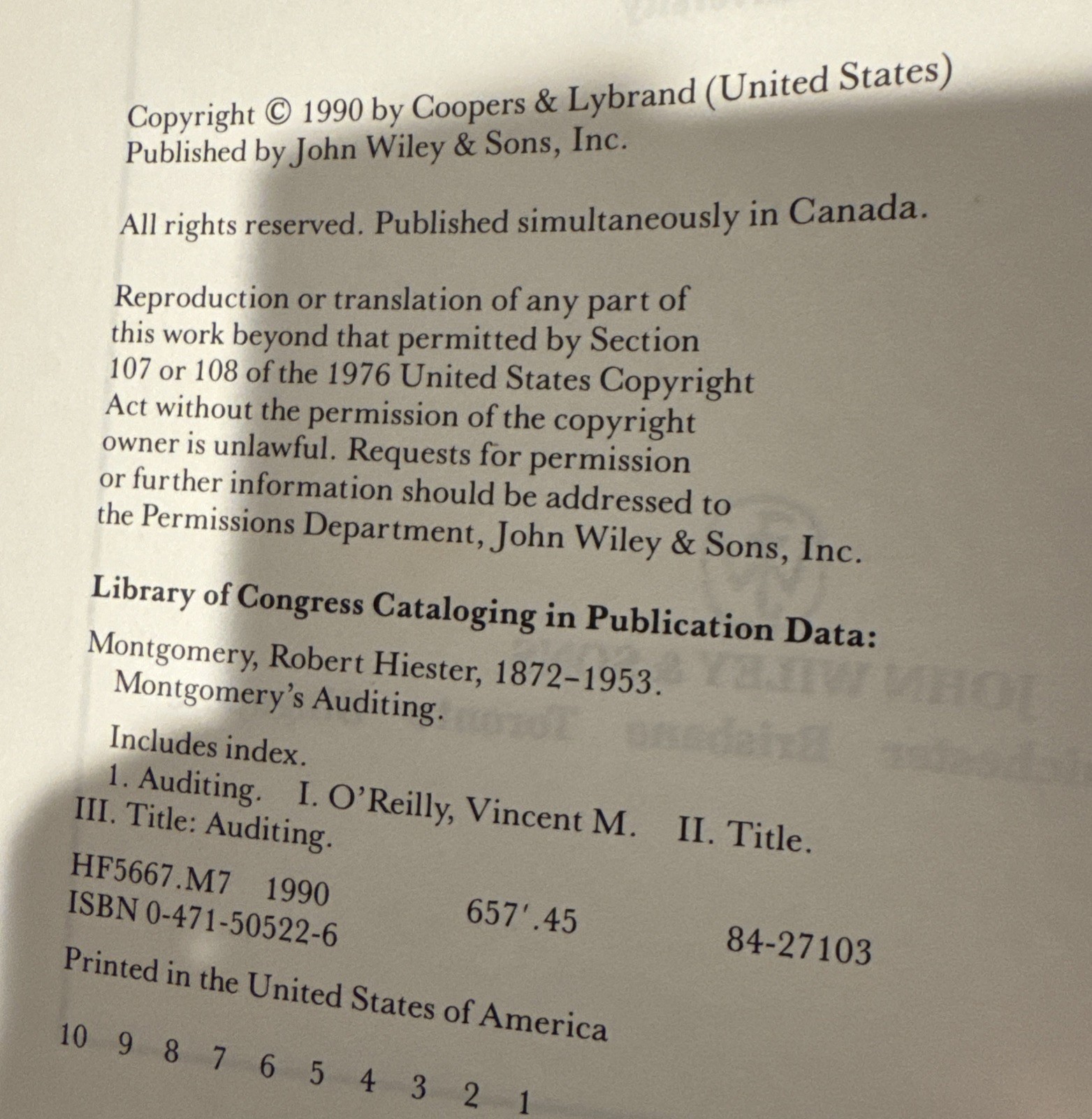 Vintage Cooper & Lybrand book , by O’Reilly, Hirsch, Defliese, Jaenicke 1990