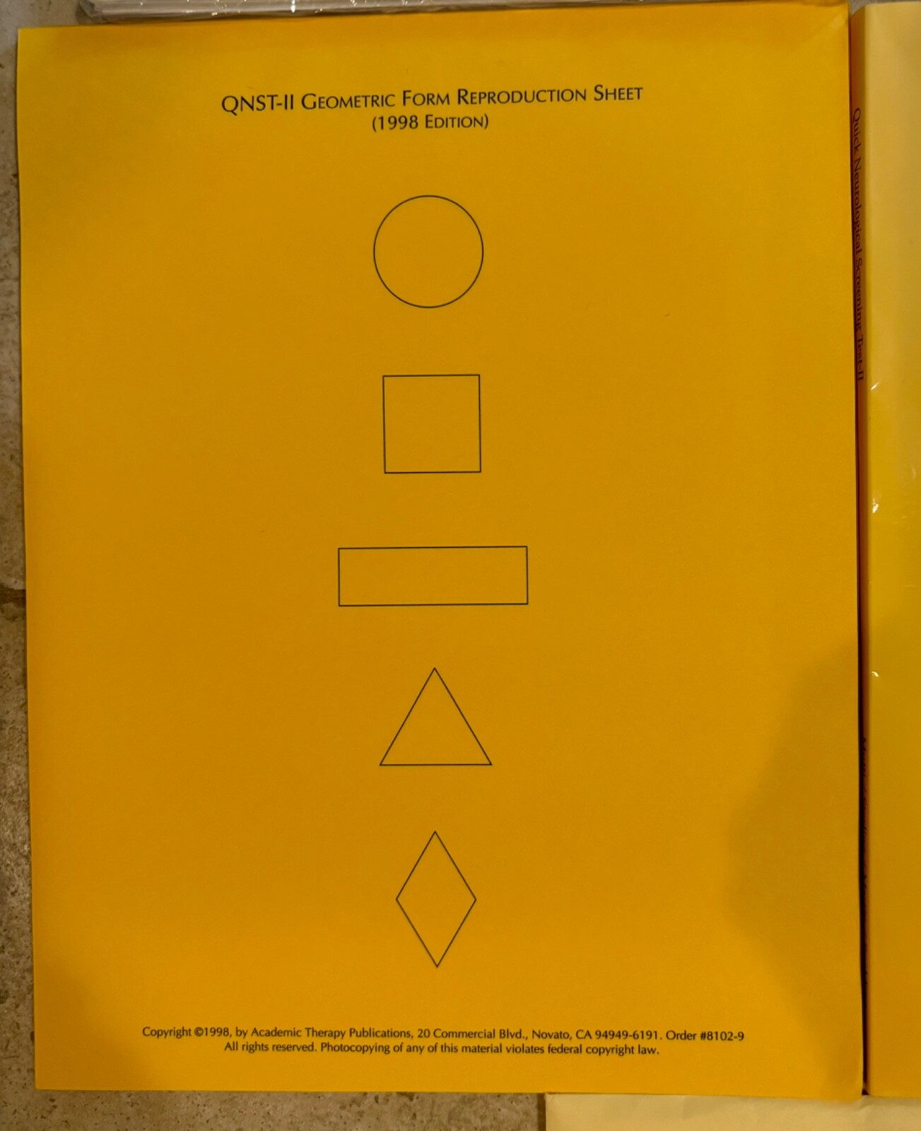 1979 ATP — Quick Neurological Screening Test QNST — Manual, Cue Cards, Score