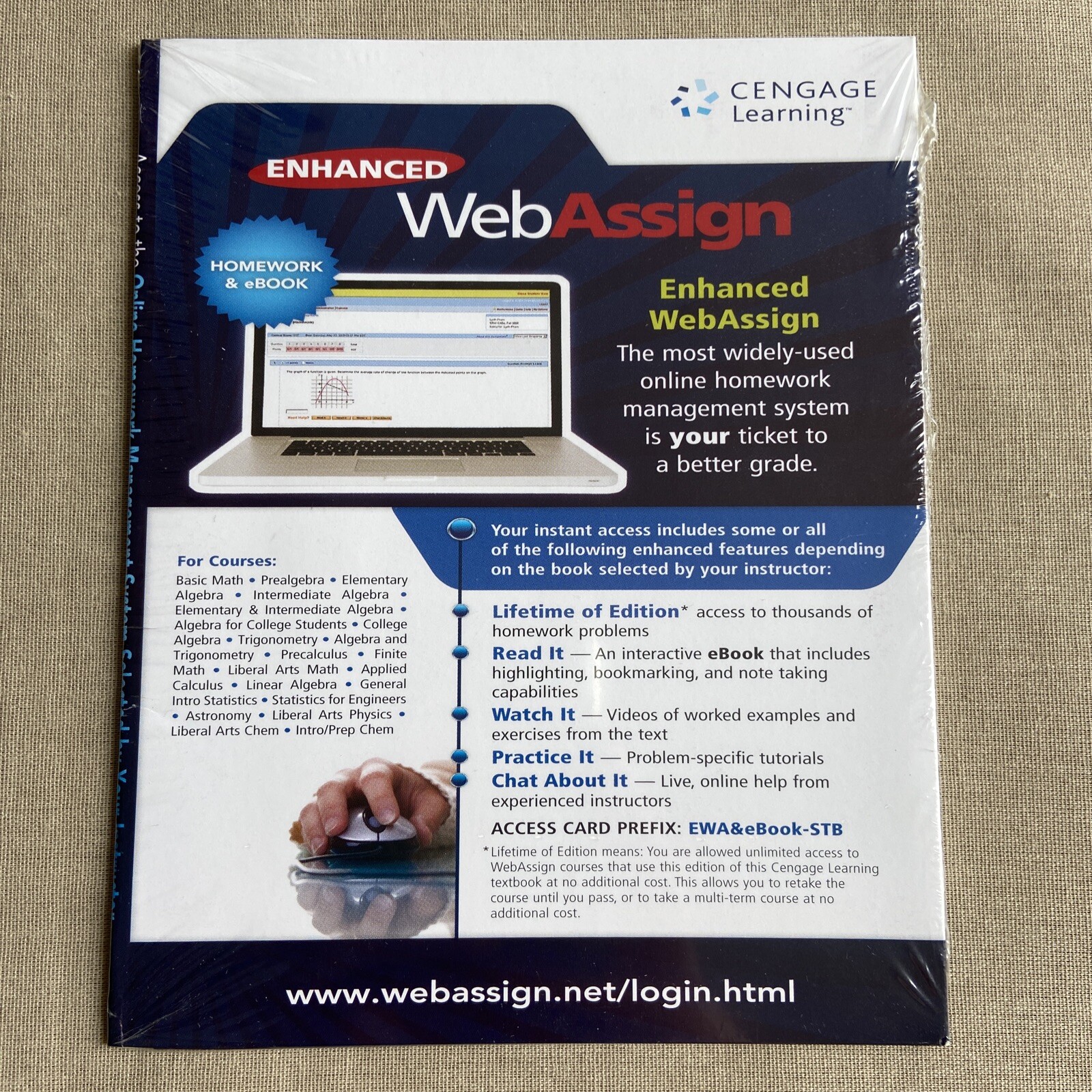 Enhanced Webassign Student Access Code Card Cengage Learning 1st Edition NEW