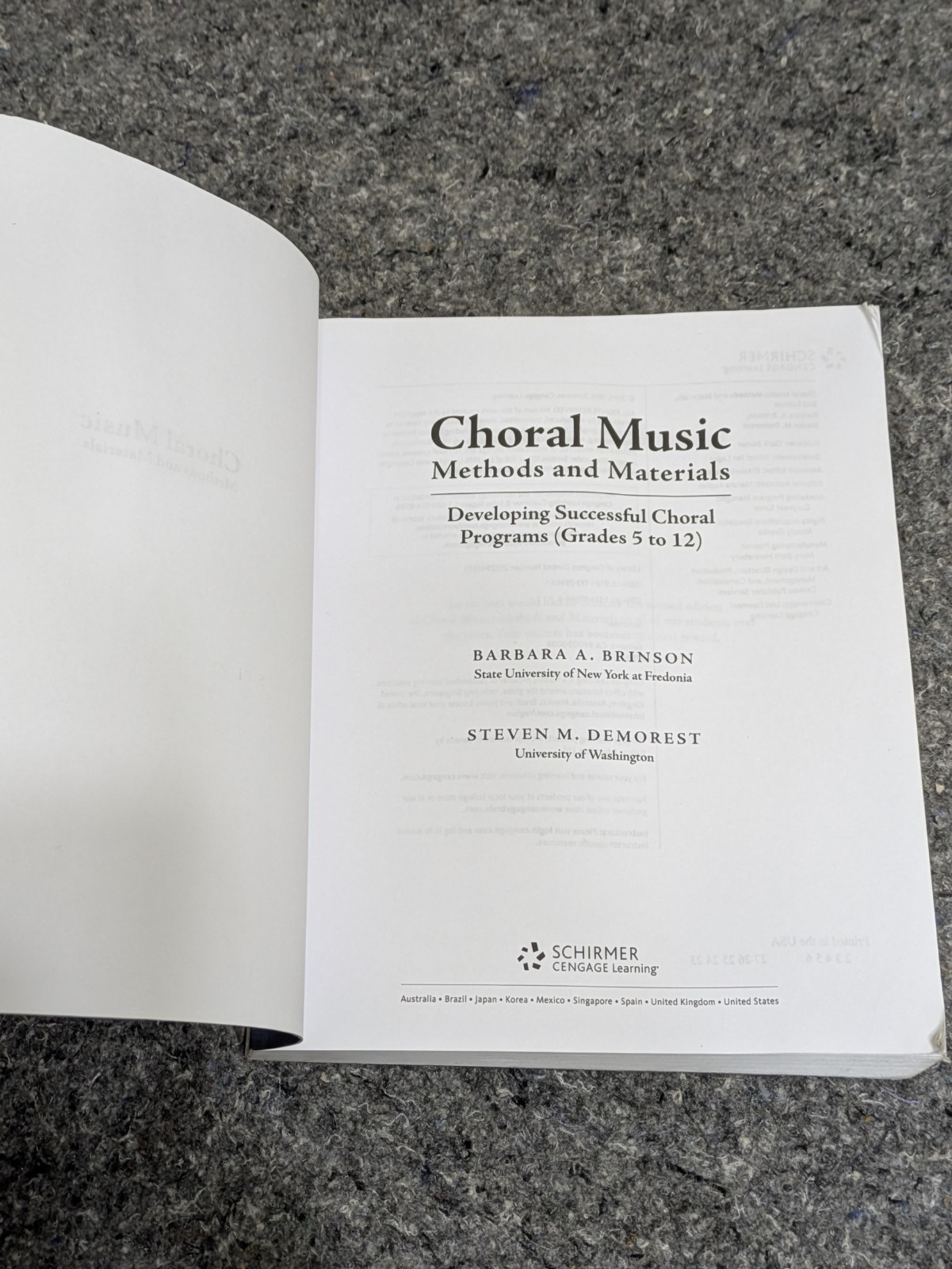Choral Music Methods and Materials Softcover Second Edition Brinson Demorest